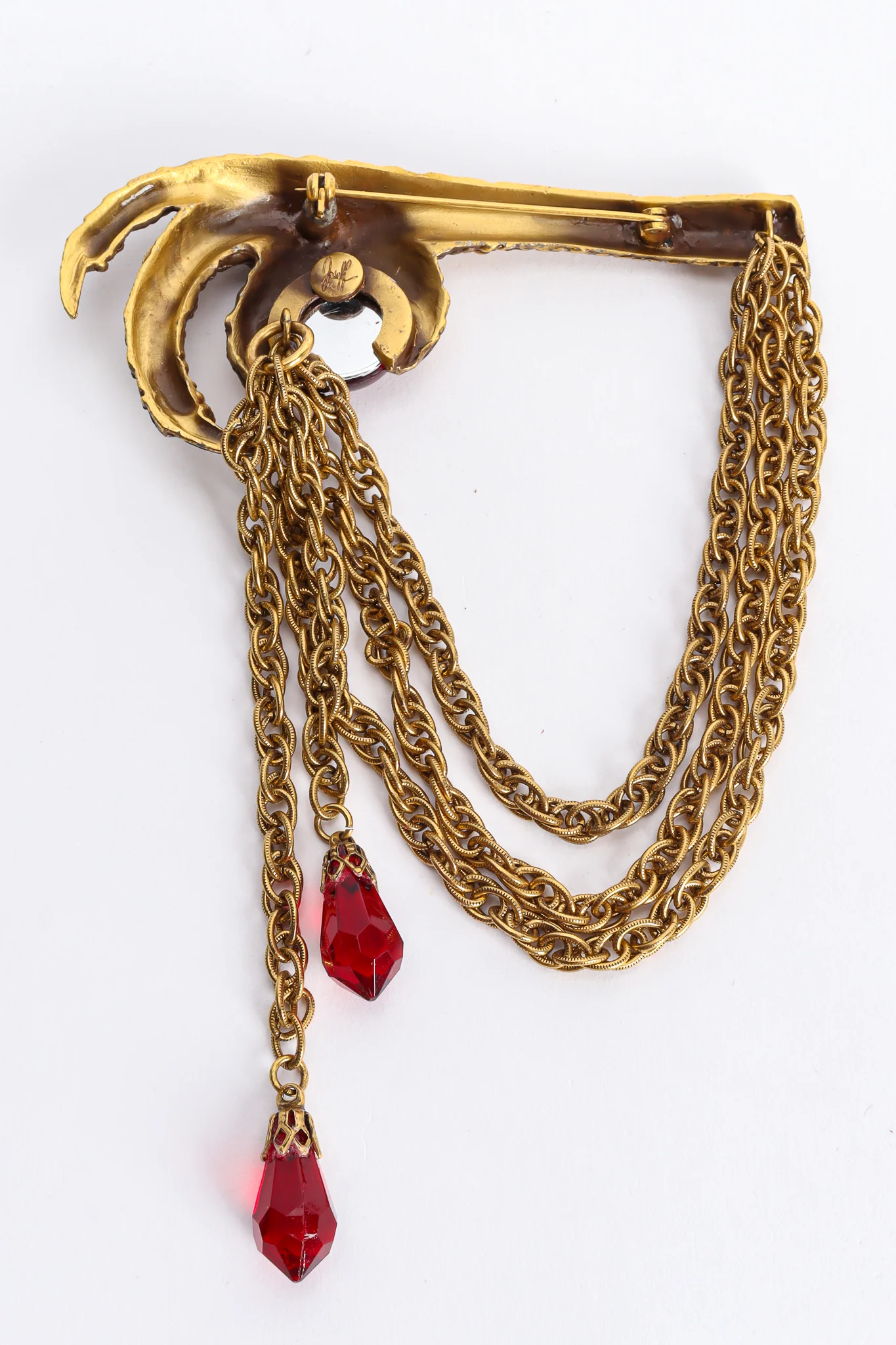 Ruby Rooster Claw Chain Brooch - Image 4