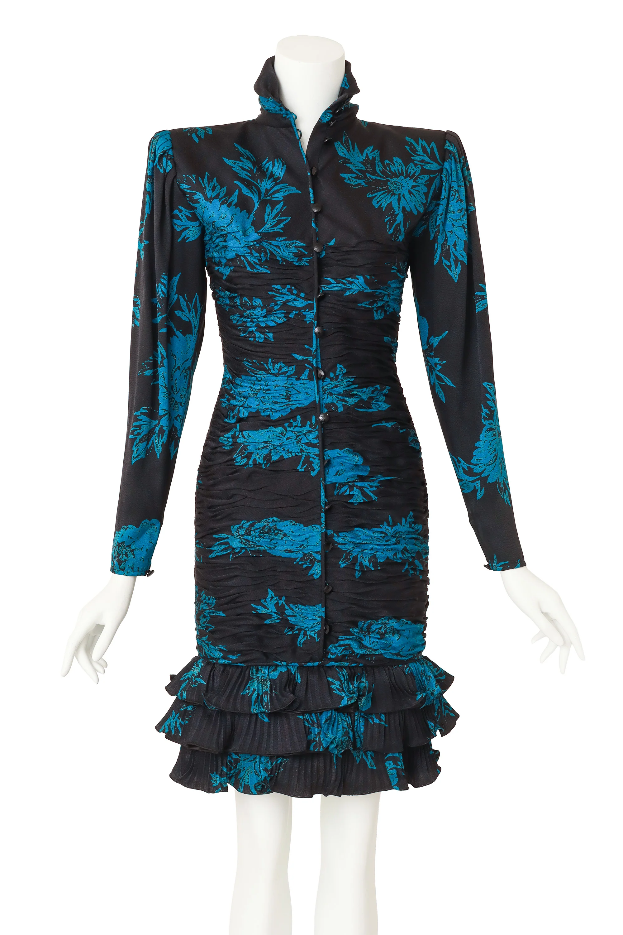 Ruched Floral Cocktail Dress