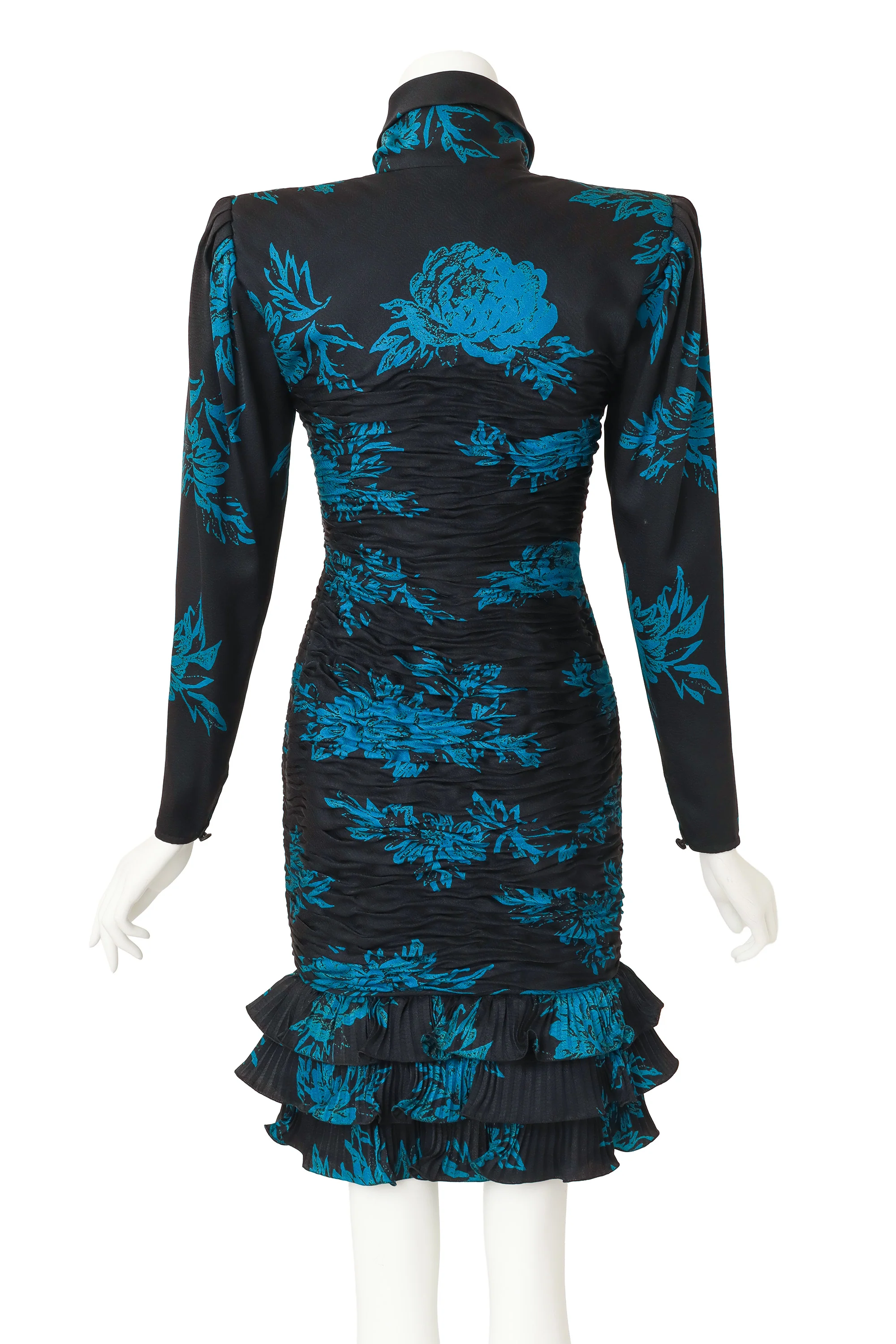 Ruched Floral Cocktail Dress - Image 3