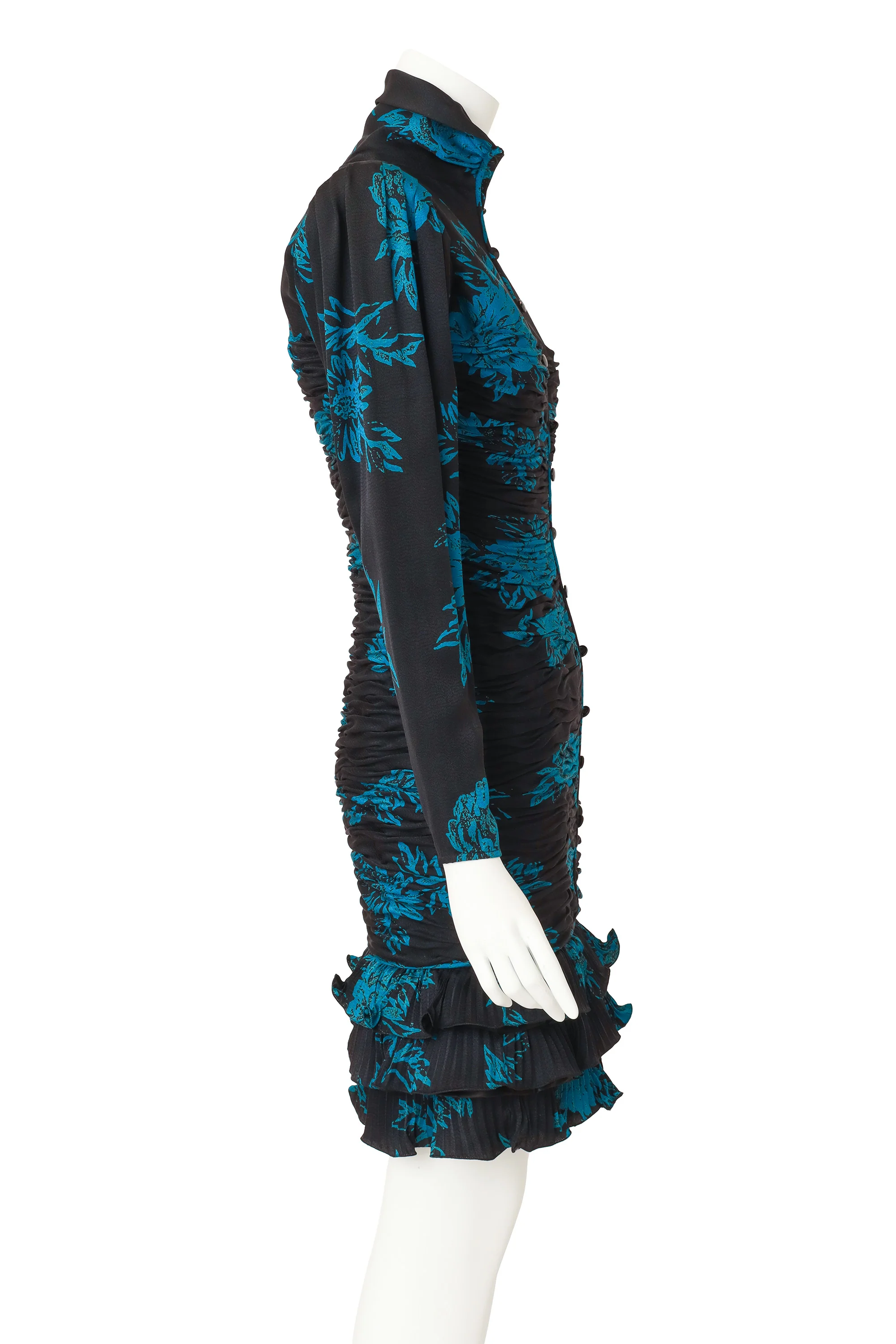 Ruched Floral Cocktail Dress - Image 4