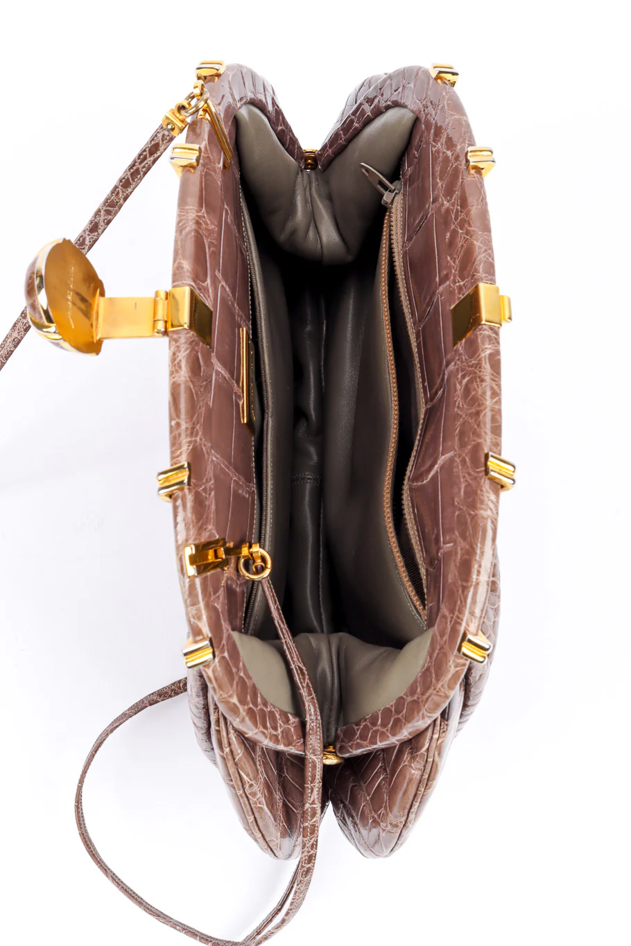 Ruched Alligator Handbag - Image 9