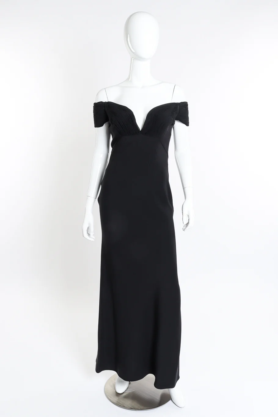 Ruched Bustier Off Shoulder Gown