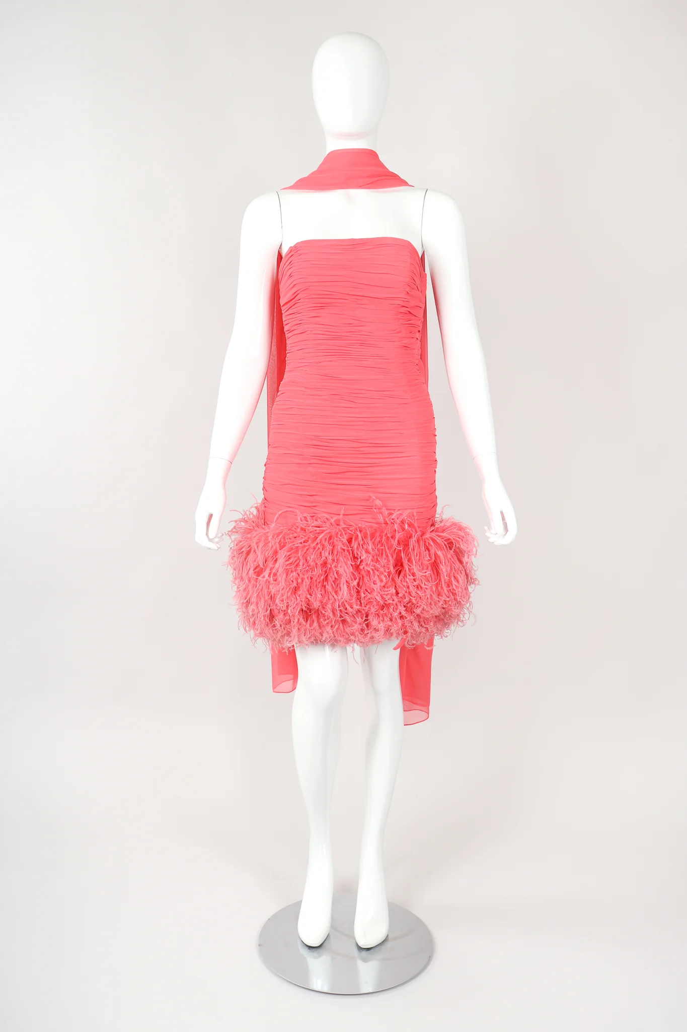 Ruched Feather Dress & Shawl