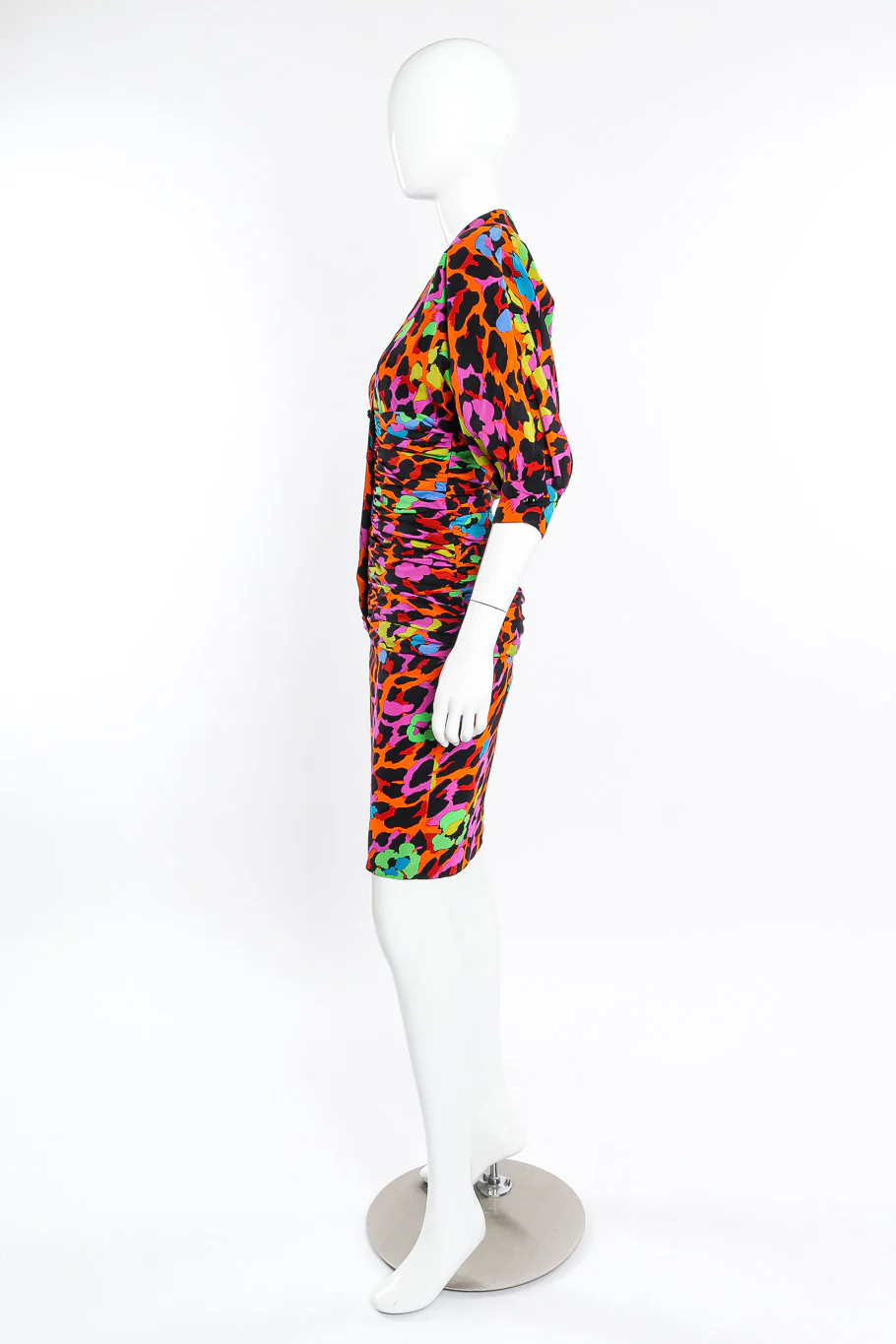Ruched Neon Leopard Dress - Image 2