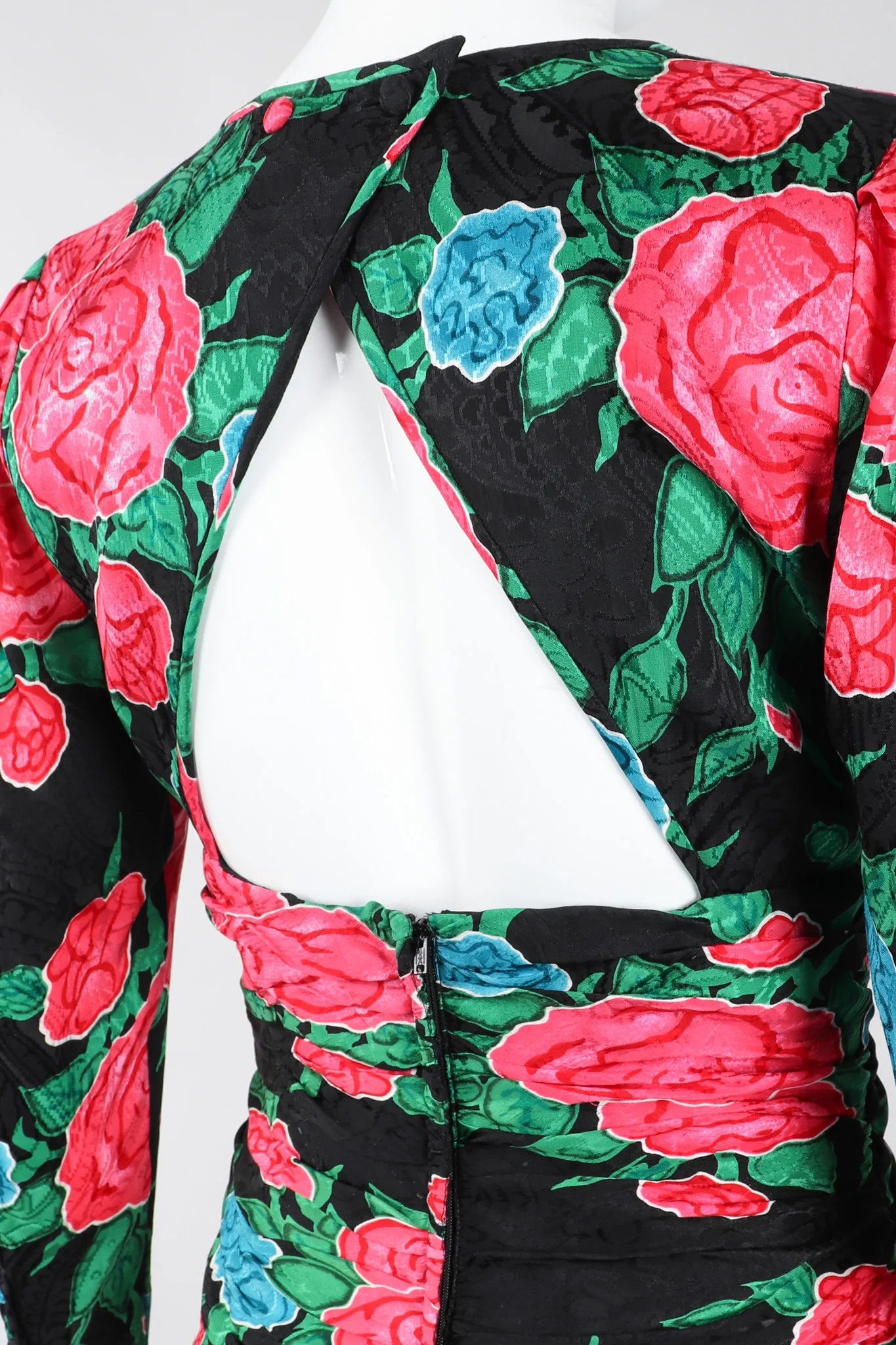Ruched Roses Silk Dress - Image 10