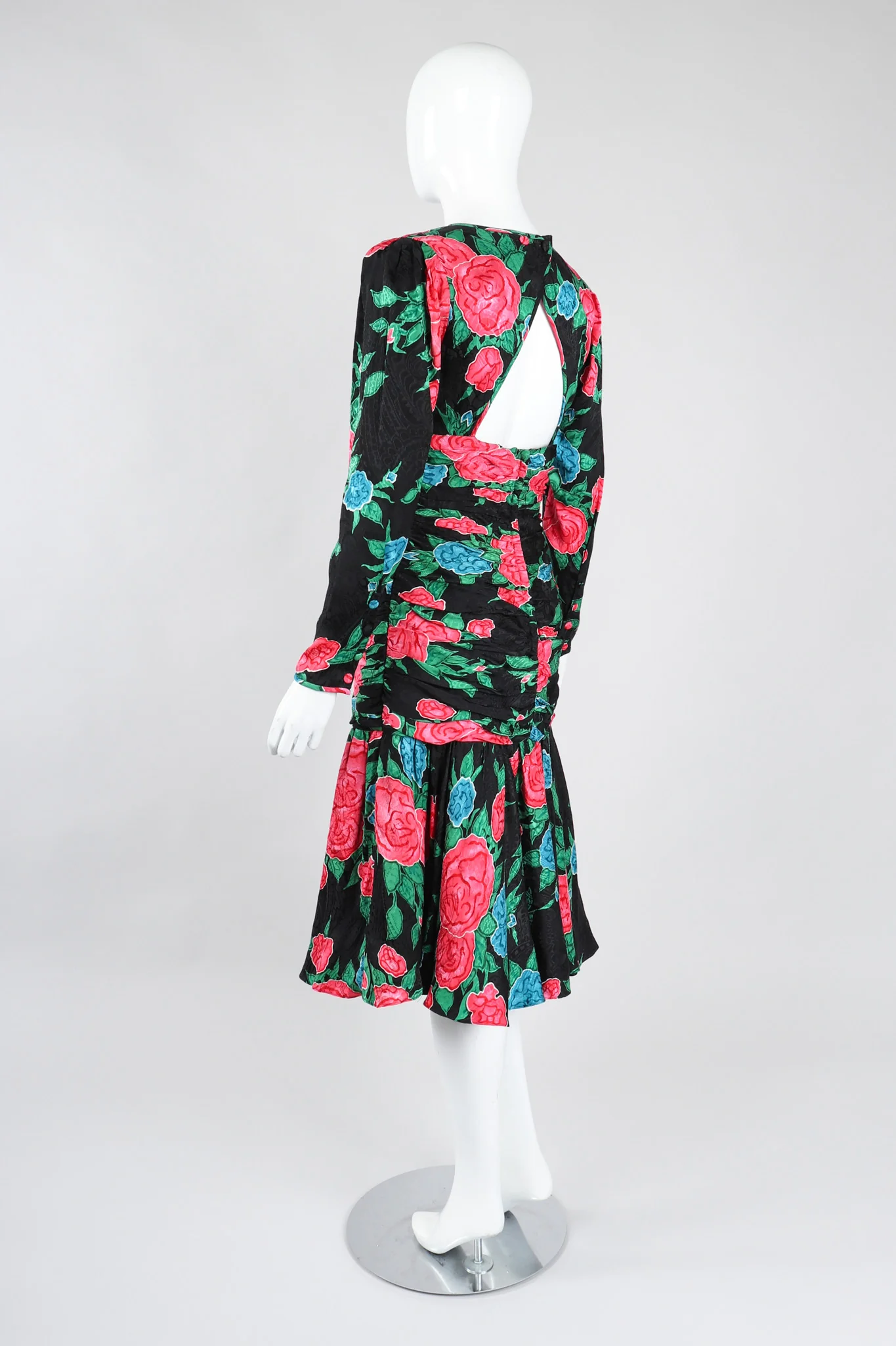 Ruched Roses Silk Dress - Image 6