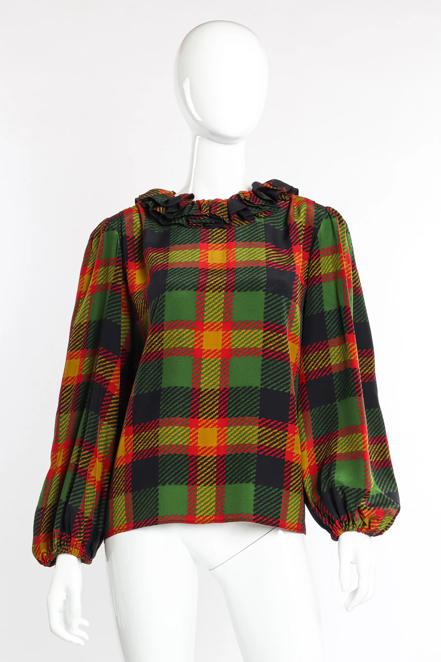 Ruffle Collar Houndstooth Blouse