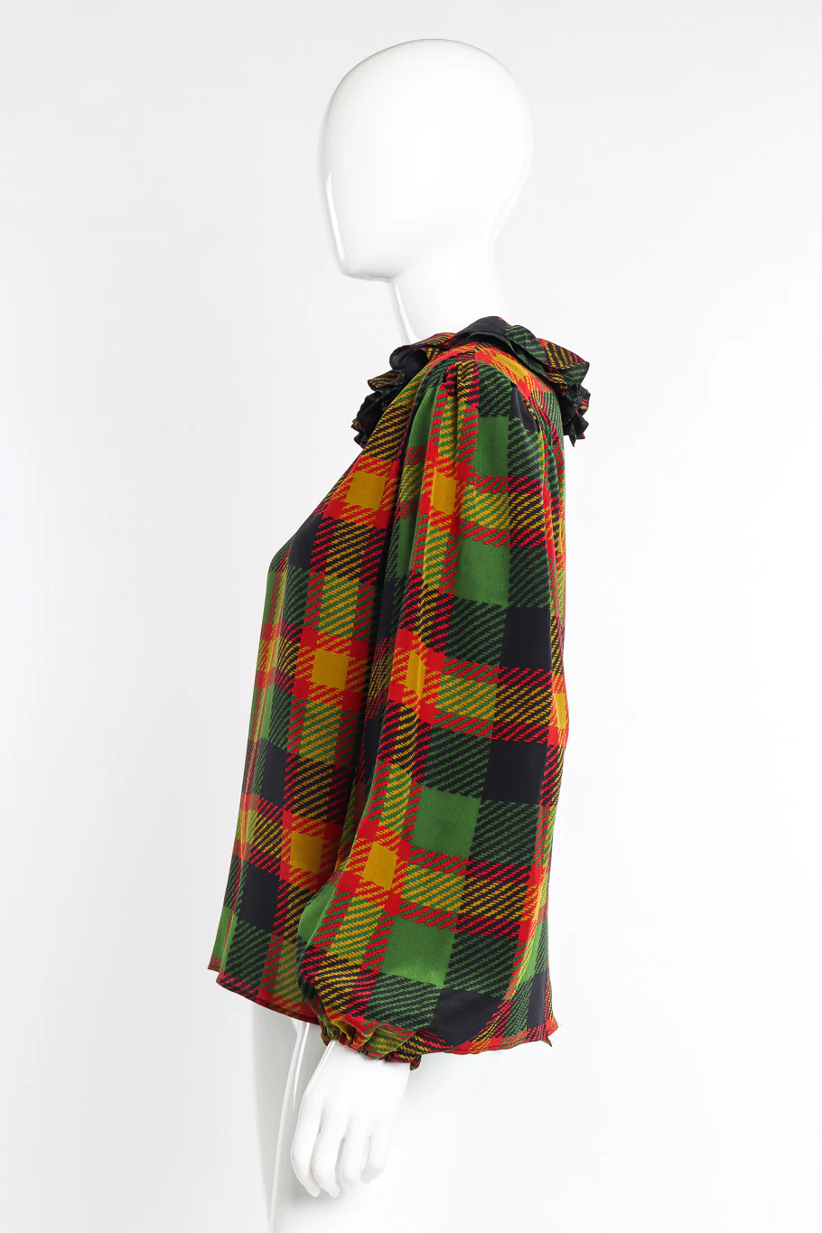 Ruffle Collar Houndstooth Blouse - Image 3