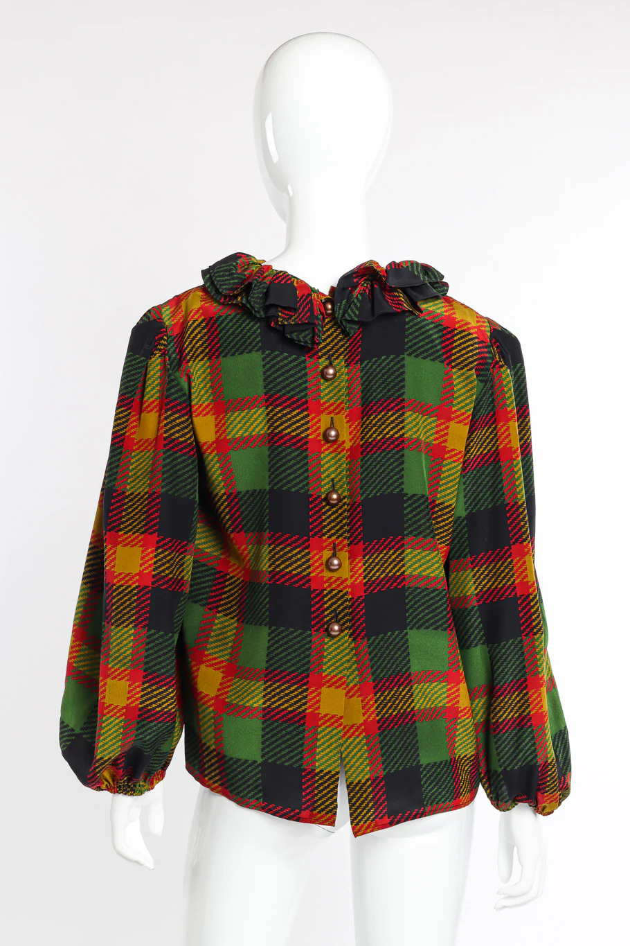 Ruffle Collar Houndstooth Blouse - Image 4