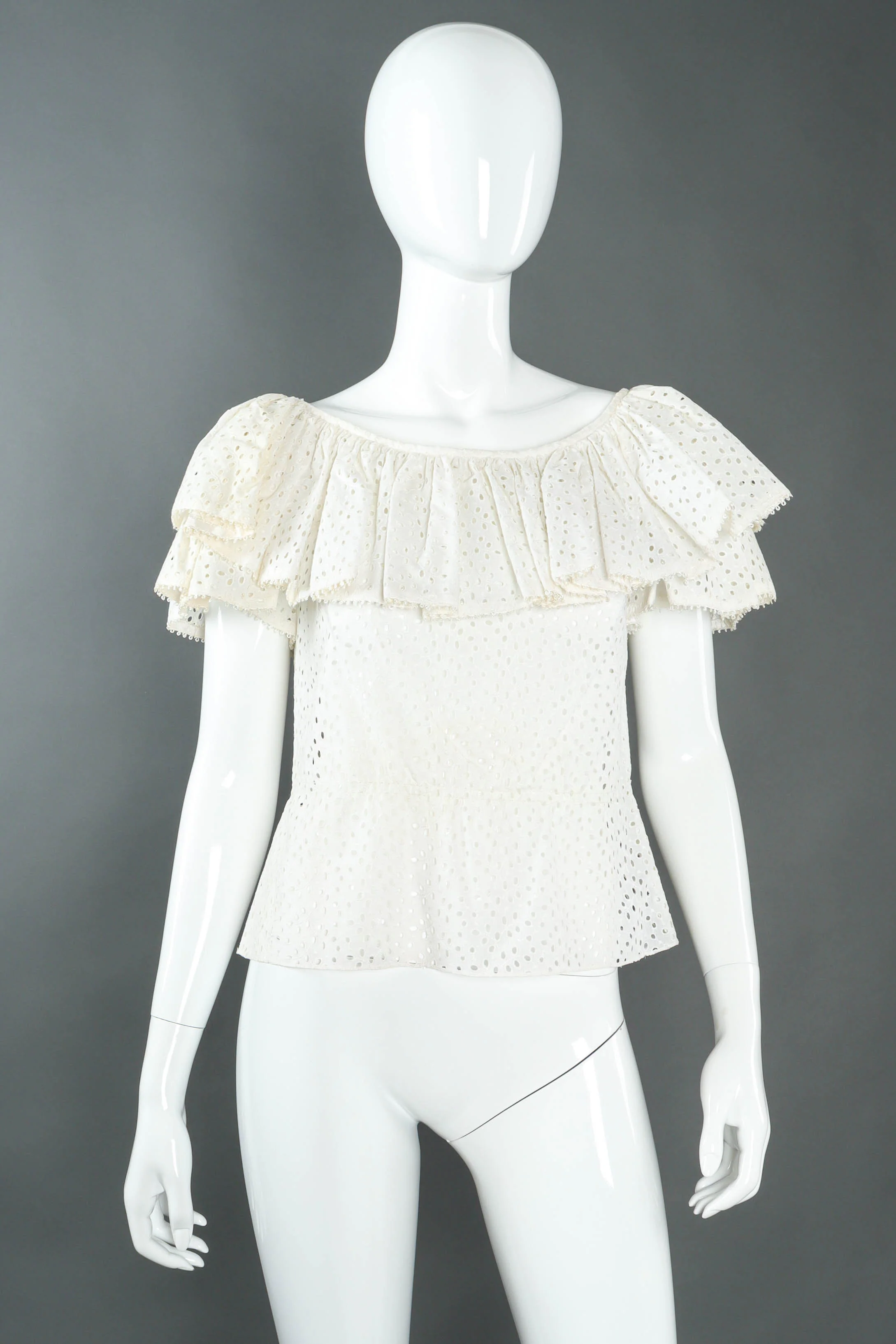 Ruffle Eyelet Asymmetrical Skirt Set - Image 5