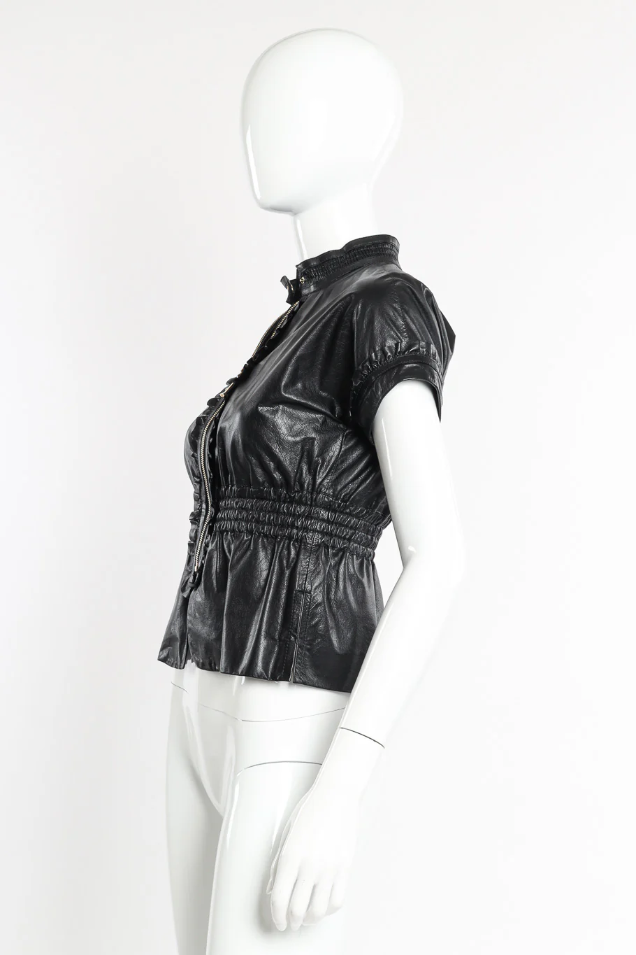 Ruffle Leather Zip-Up Jacket - Image 2
