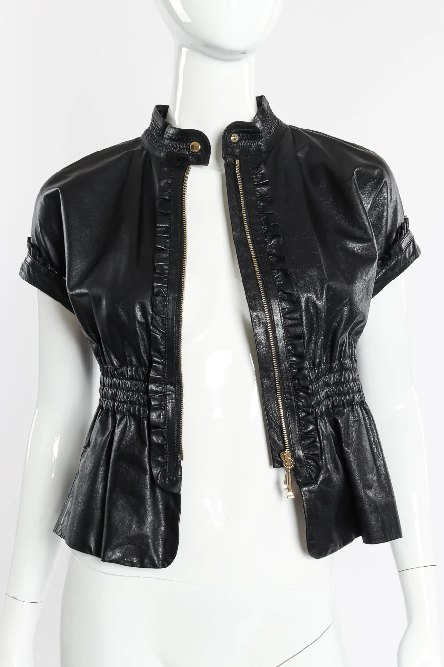 Ruffle Leather Zip-Up Jacket - Image 4