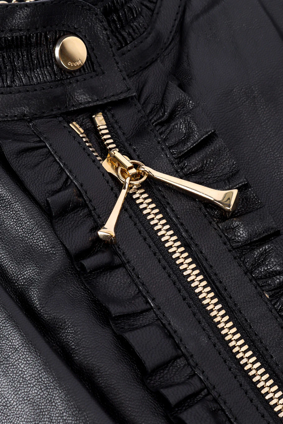 Ruffle Leather Zip-Up Jacket - Image 5