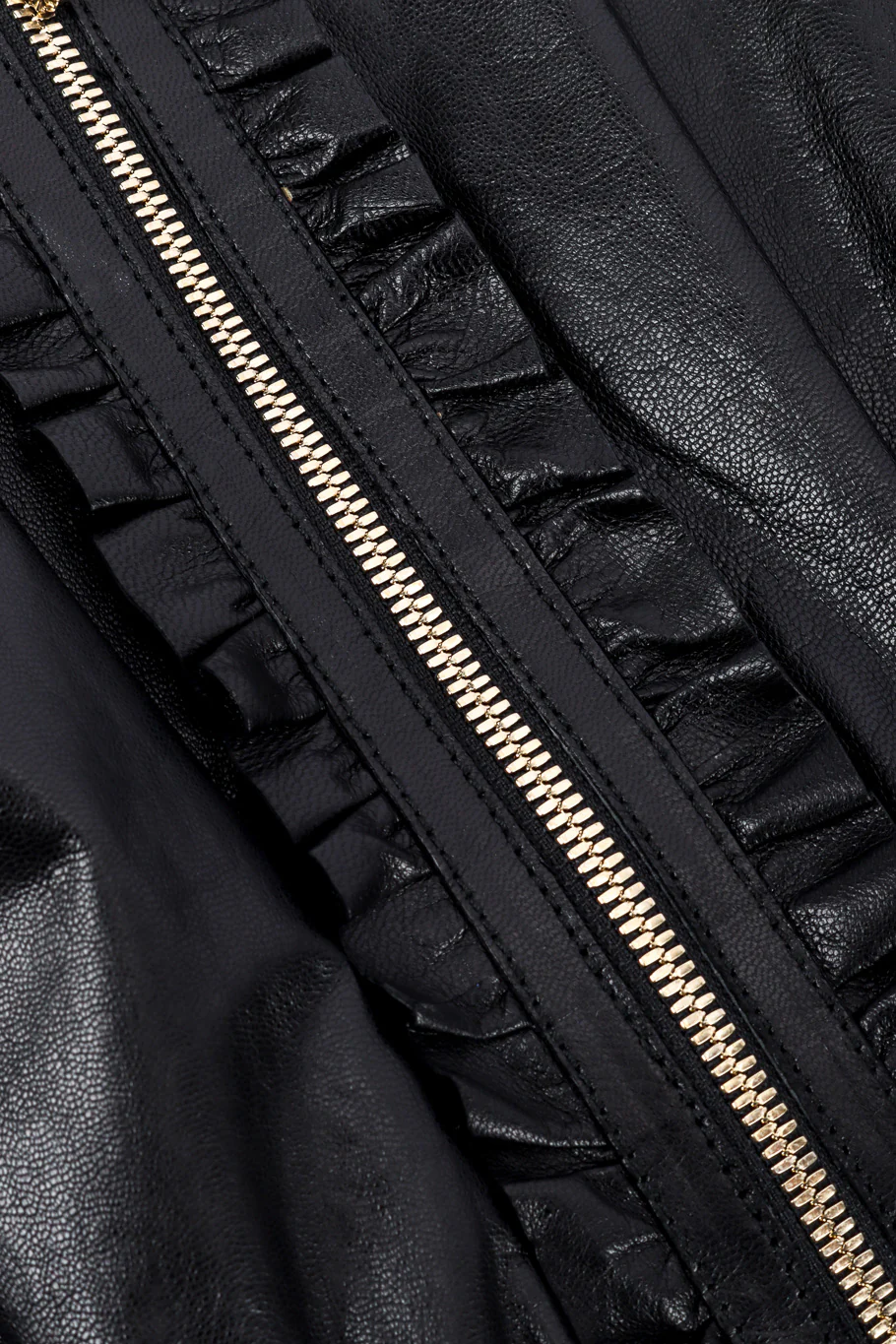 Ruffle Leather Zip-Up Jacket - Image 6