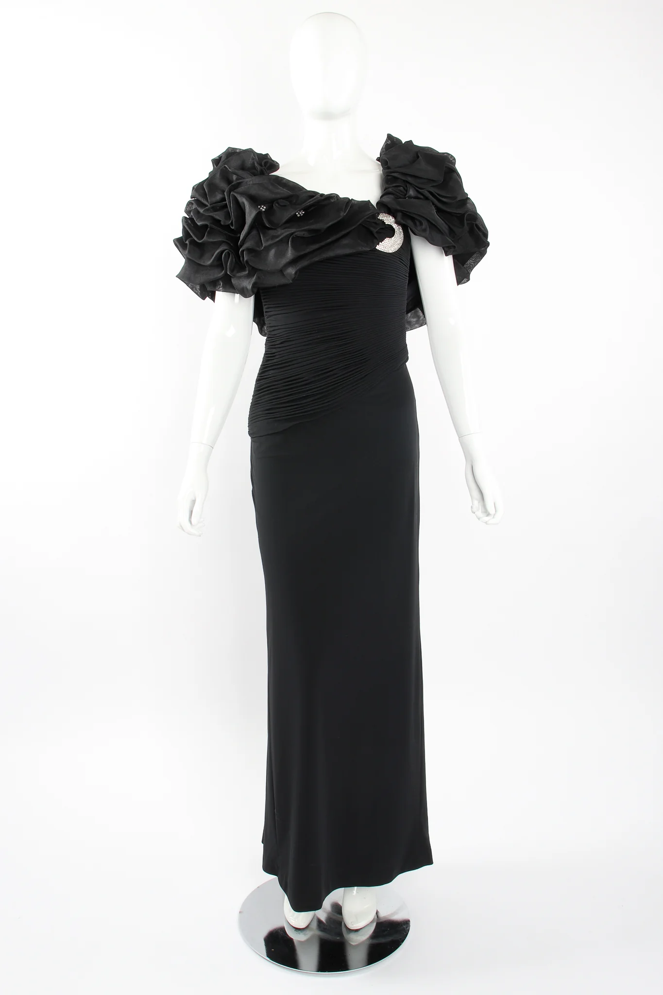 Ruffle Shoulder Sheath Gown - Image 11