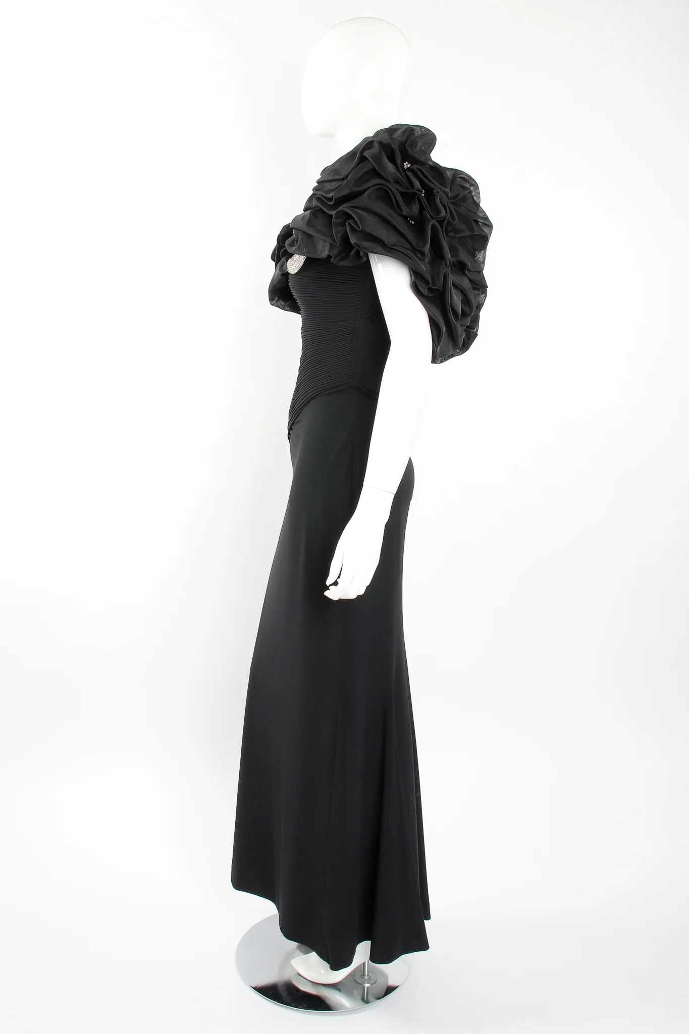 Ruffle Shoulder Sheath Gown - Image 12