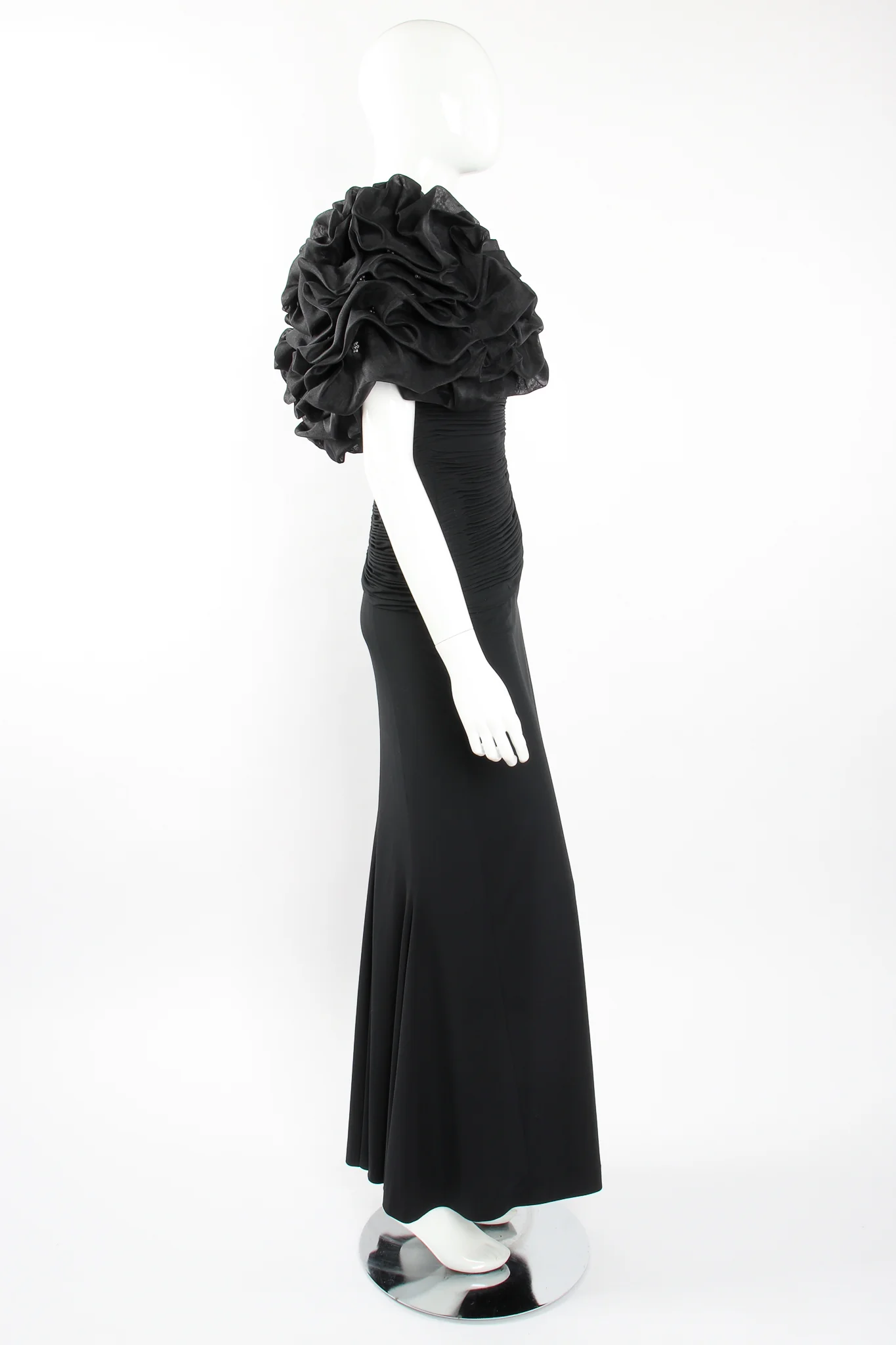 Ruffle Shoulder Sheath Gown - Image 14