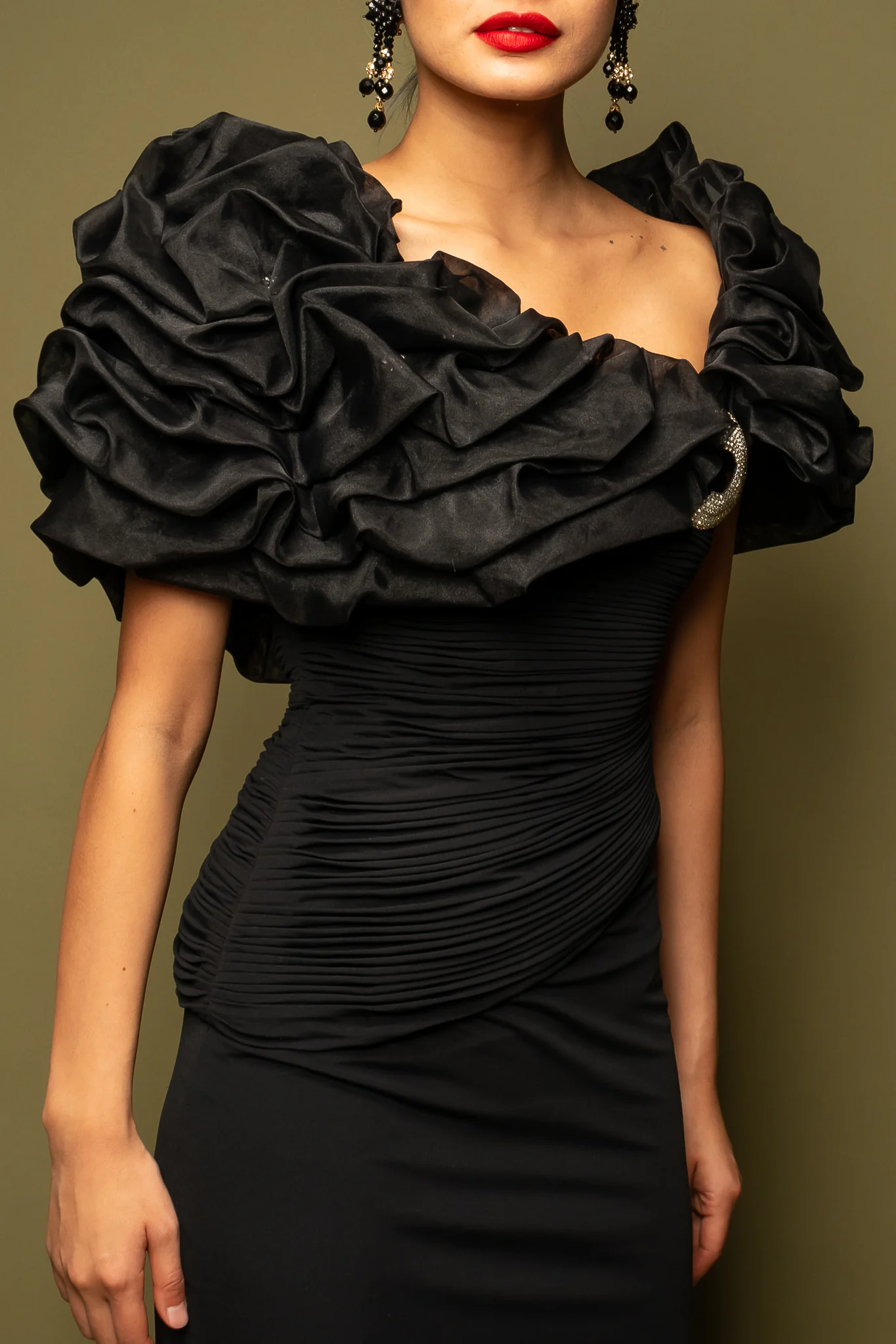 Ruffle Shoulder Sheath Gown - Image 2