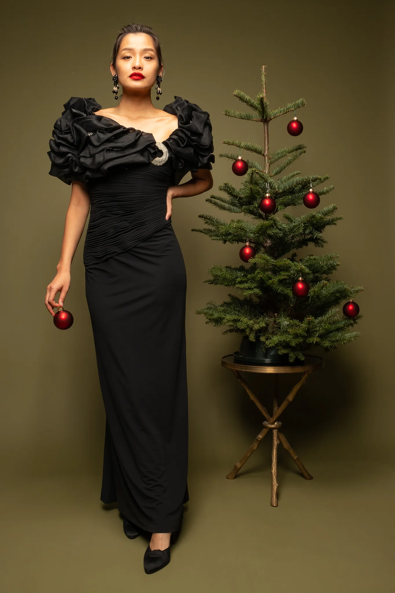 Ruffle Shoulder Sheath Gown - Image 3