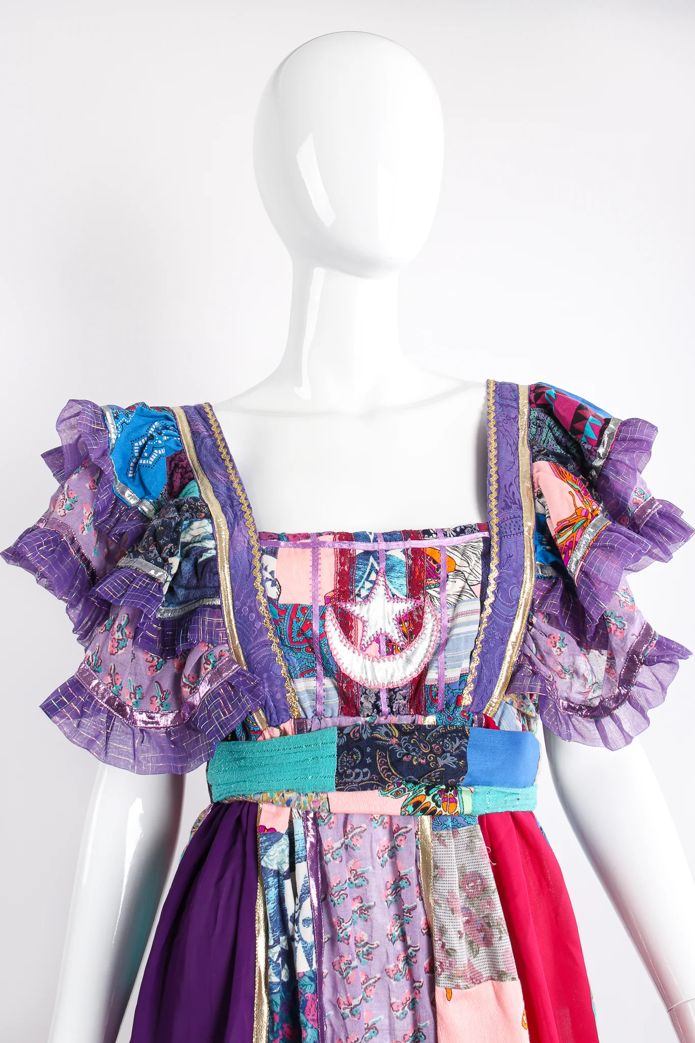 Ruffled Patchwork Pinafore Dress - Image 4