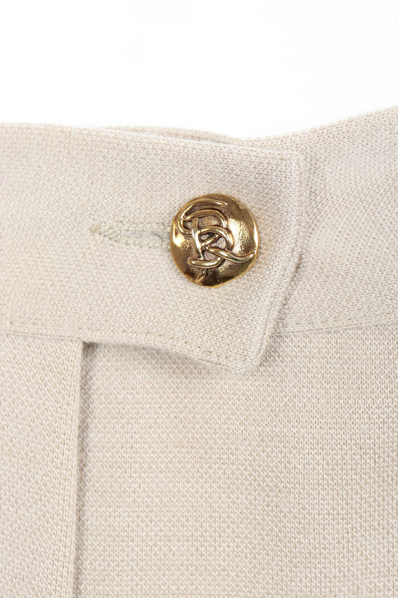 Sand Beige Knit Pleated Pant - Image 3