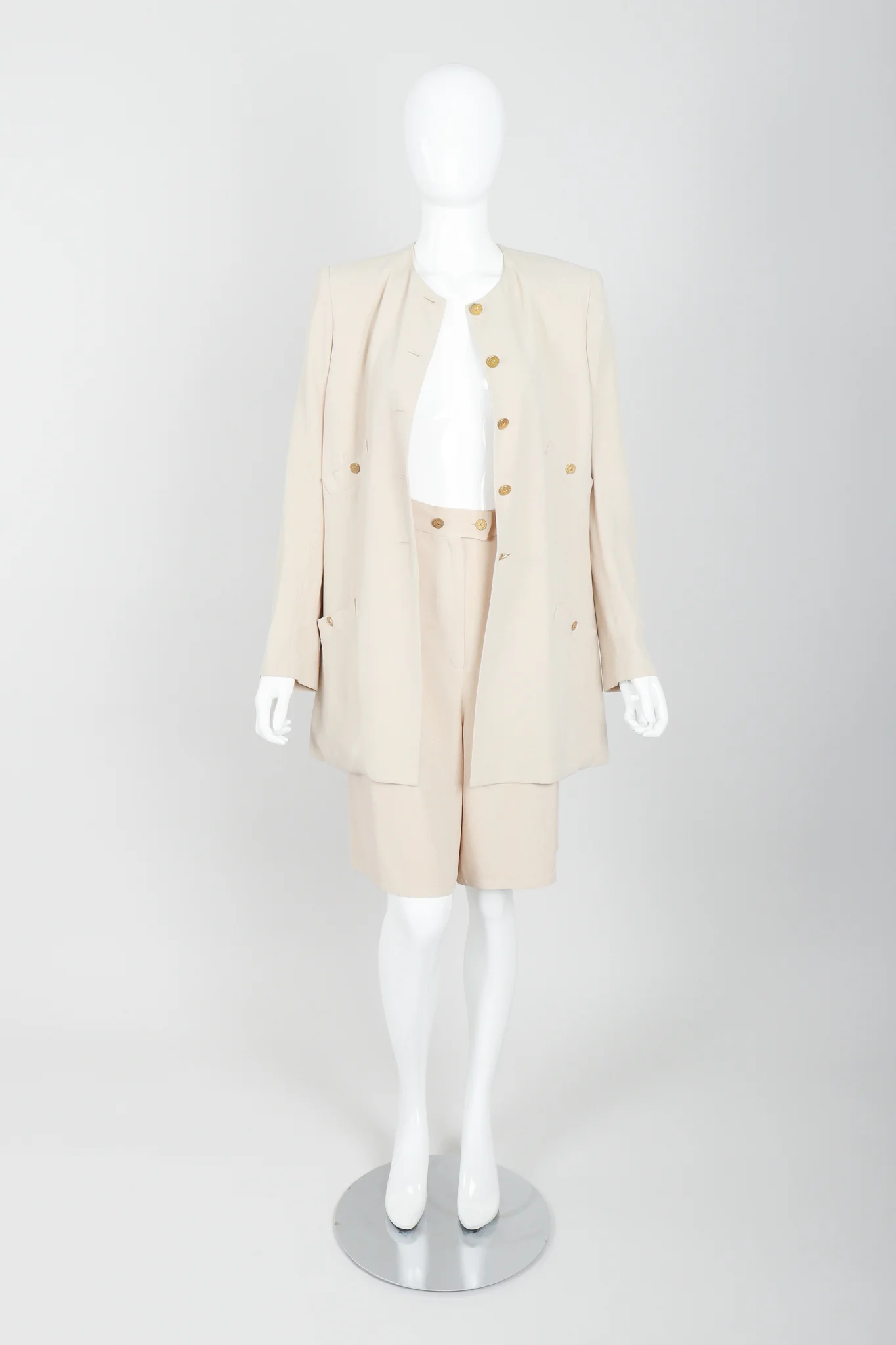 Sand Crepe Belted Jacket & Short Set - Image 5