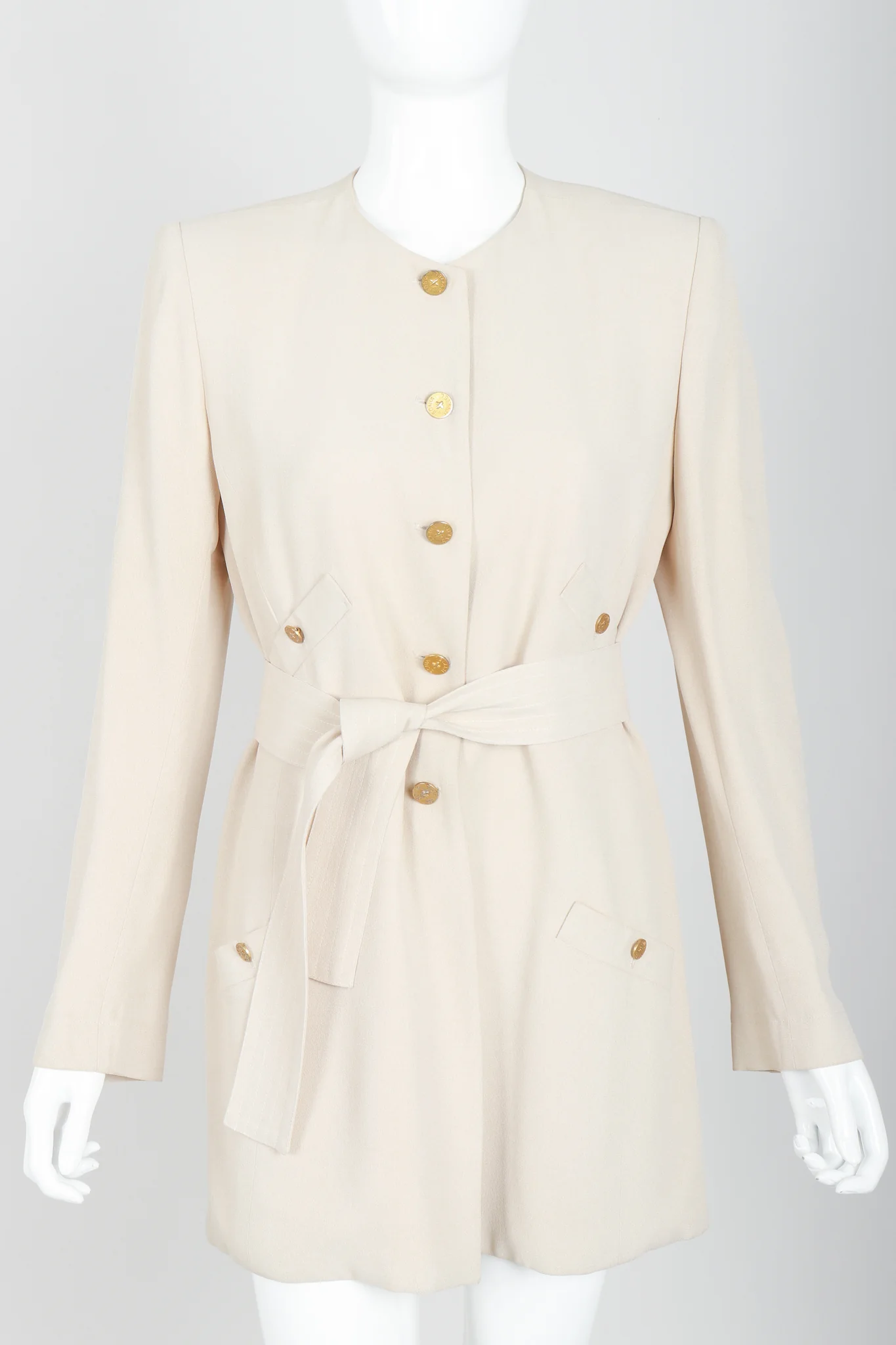 Sand Crepe Belted Jacket & Short Set - Image 9