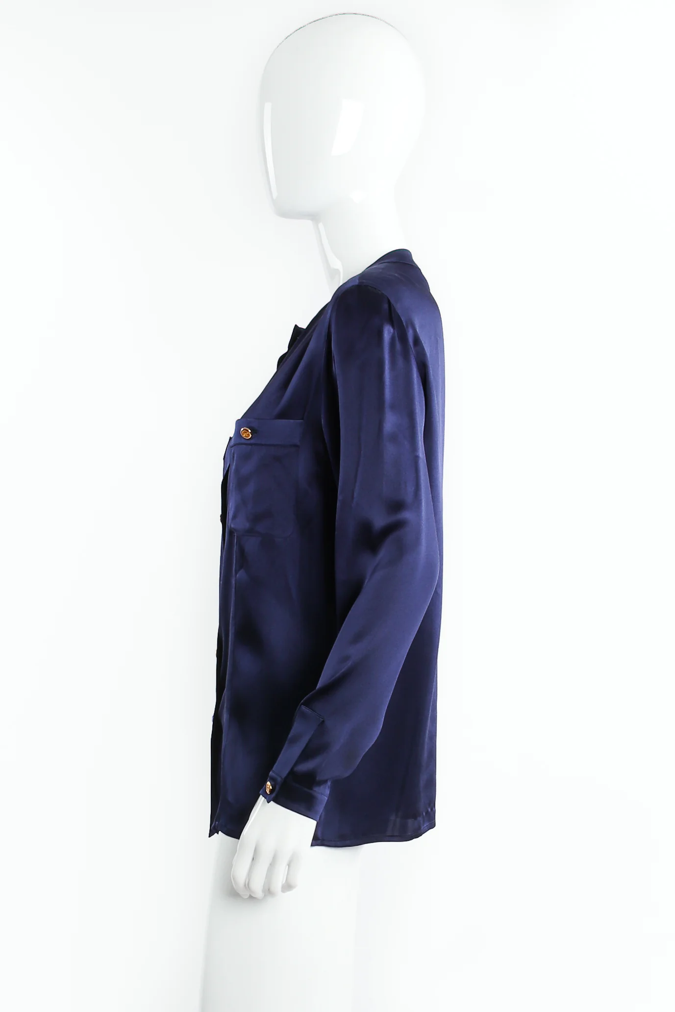 Satin Button Pocket Blouse - Image 4