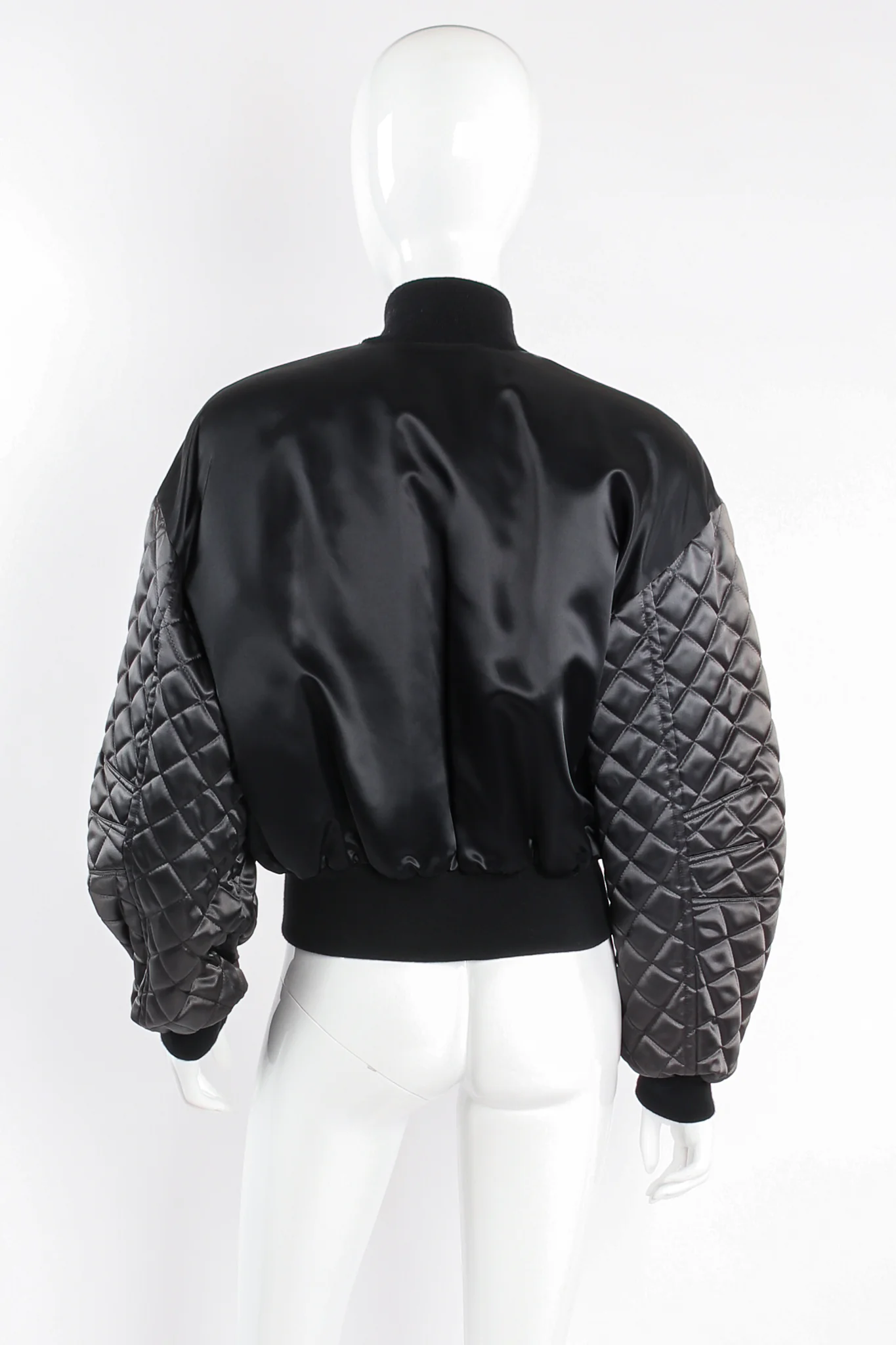 Satin Colorblock Quilted Bomber Jacket - Image 5