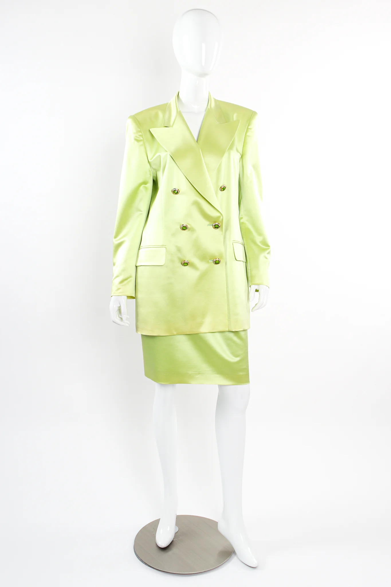 Satin Double Breasted Skirt Suit - Image 10