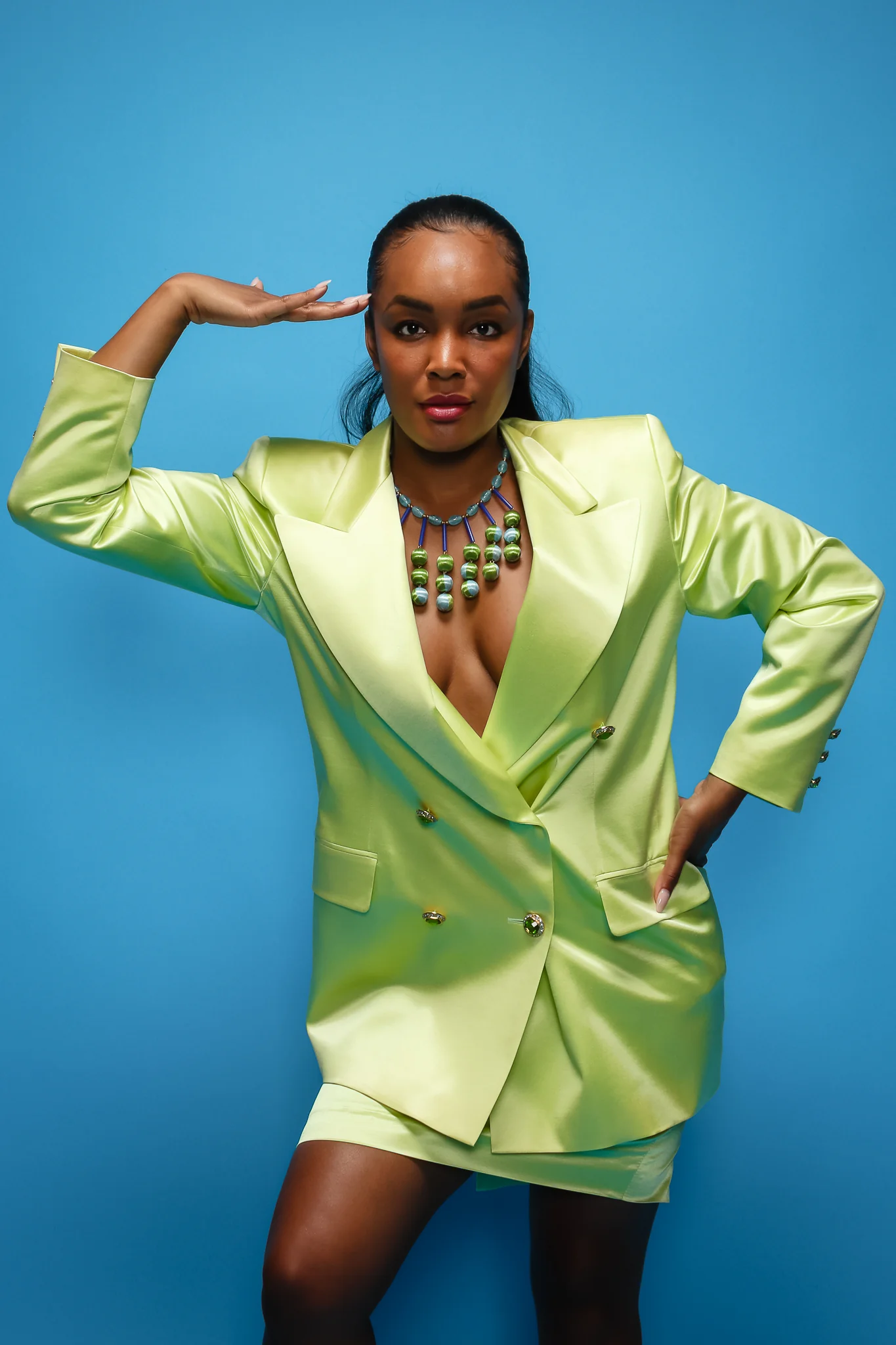 Satin Double Breasted Skirt Suit - Image 3