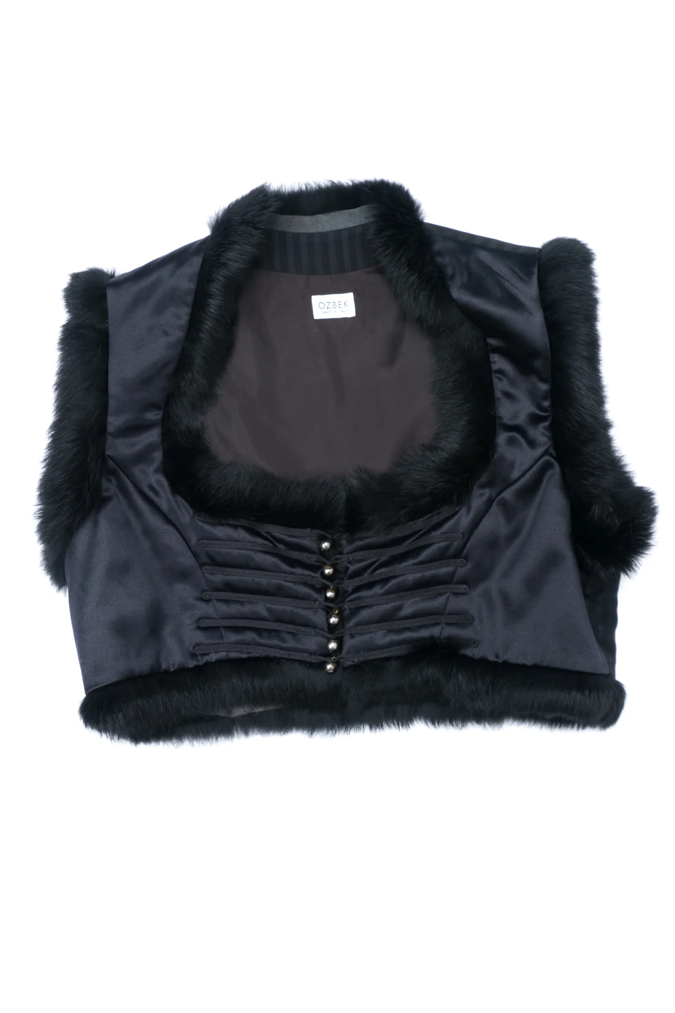Fur Trim Satin Vest - Image 10