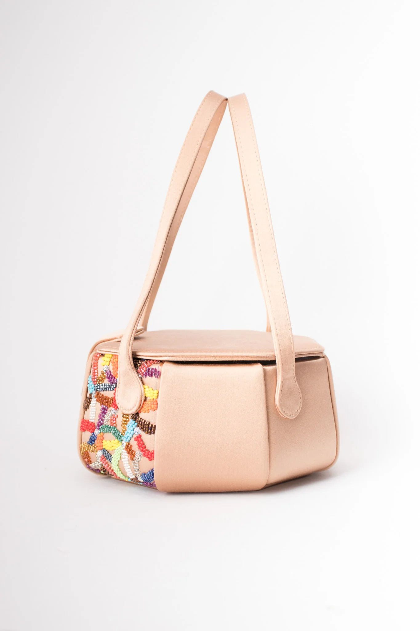 Satin Rainbow Beaded Box Bag - Image 4