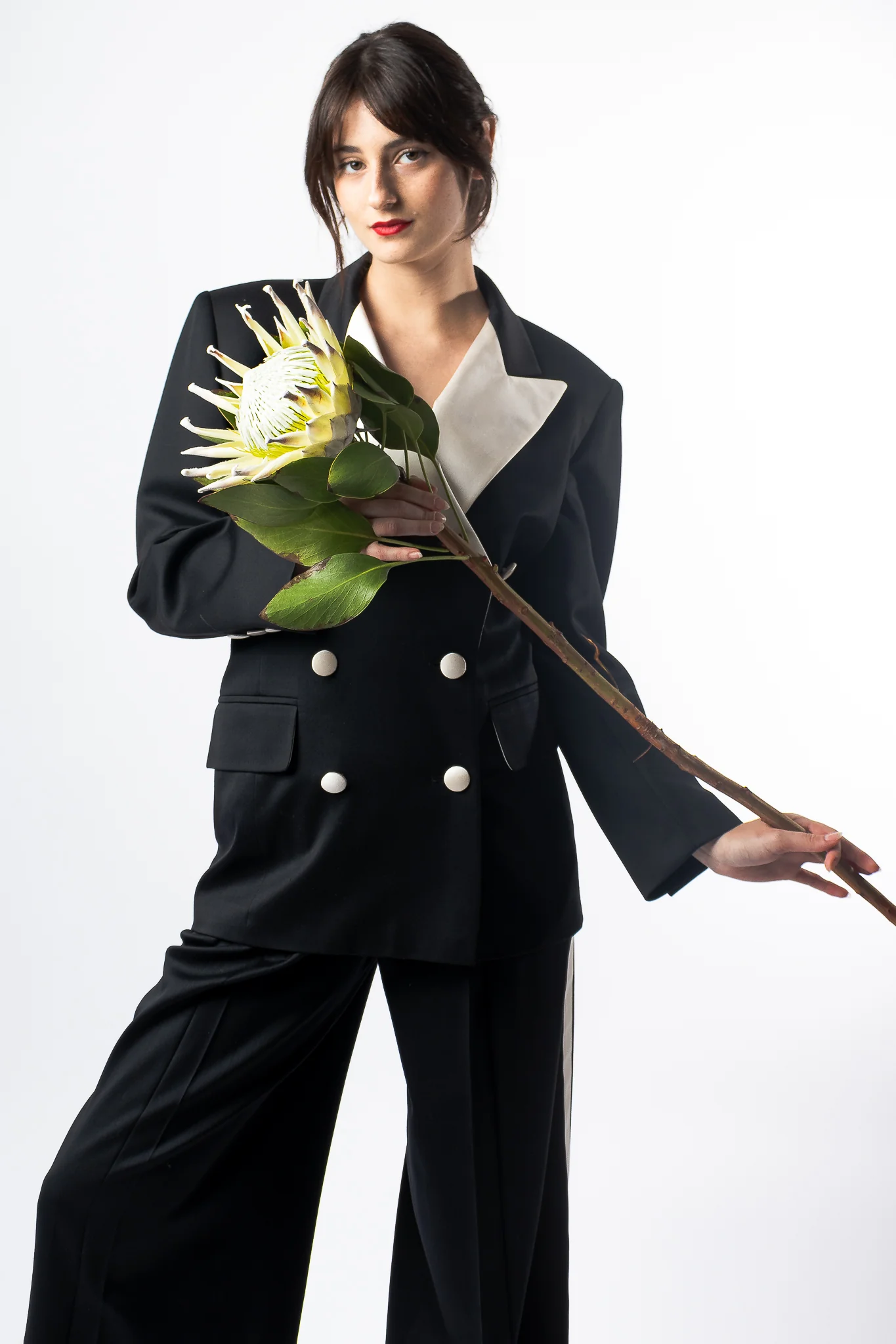 Satin Trim Tuxedo Jacket & Pant Suit - Image 3