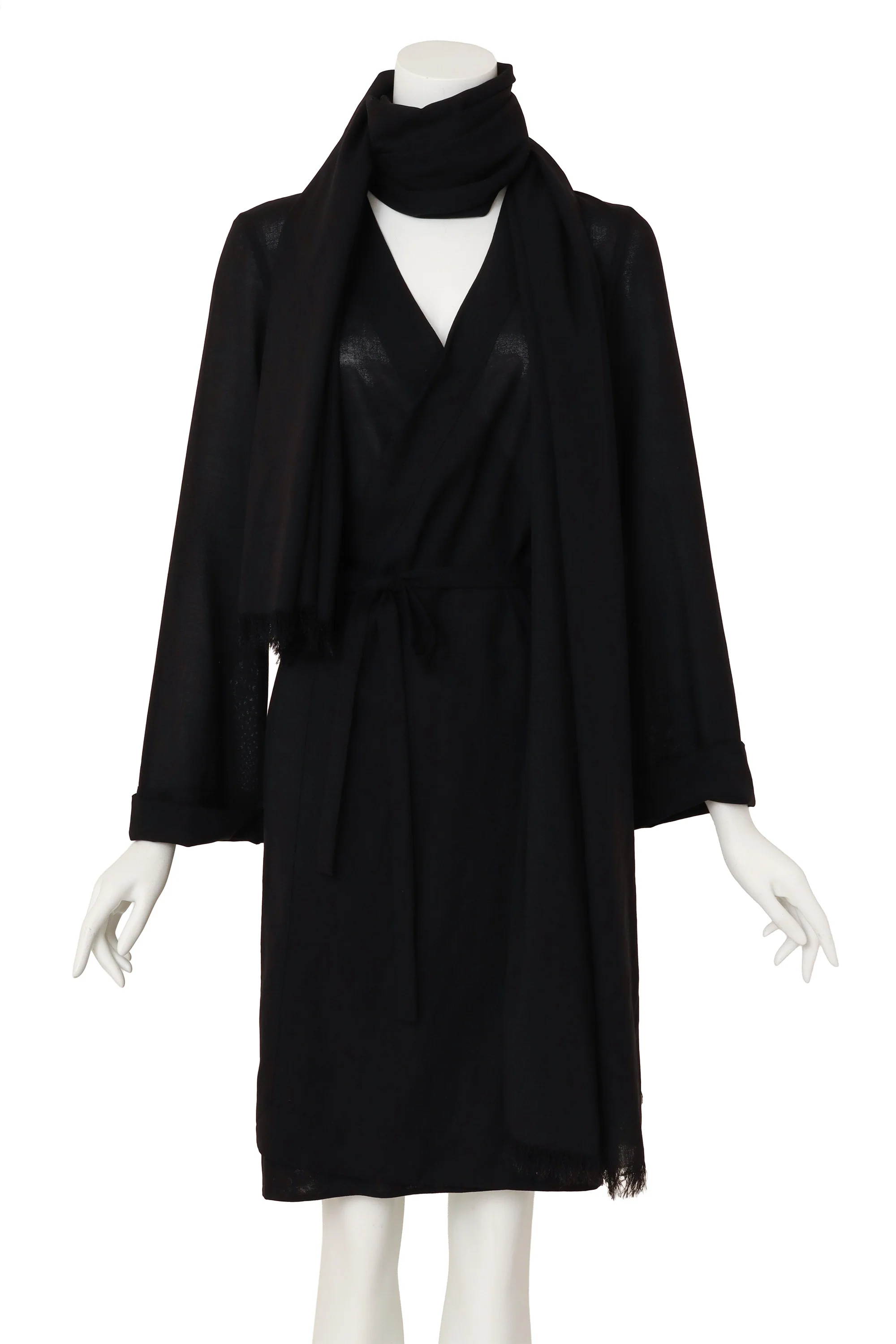 Scarf Hooded Wrap Dress - Image 3