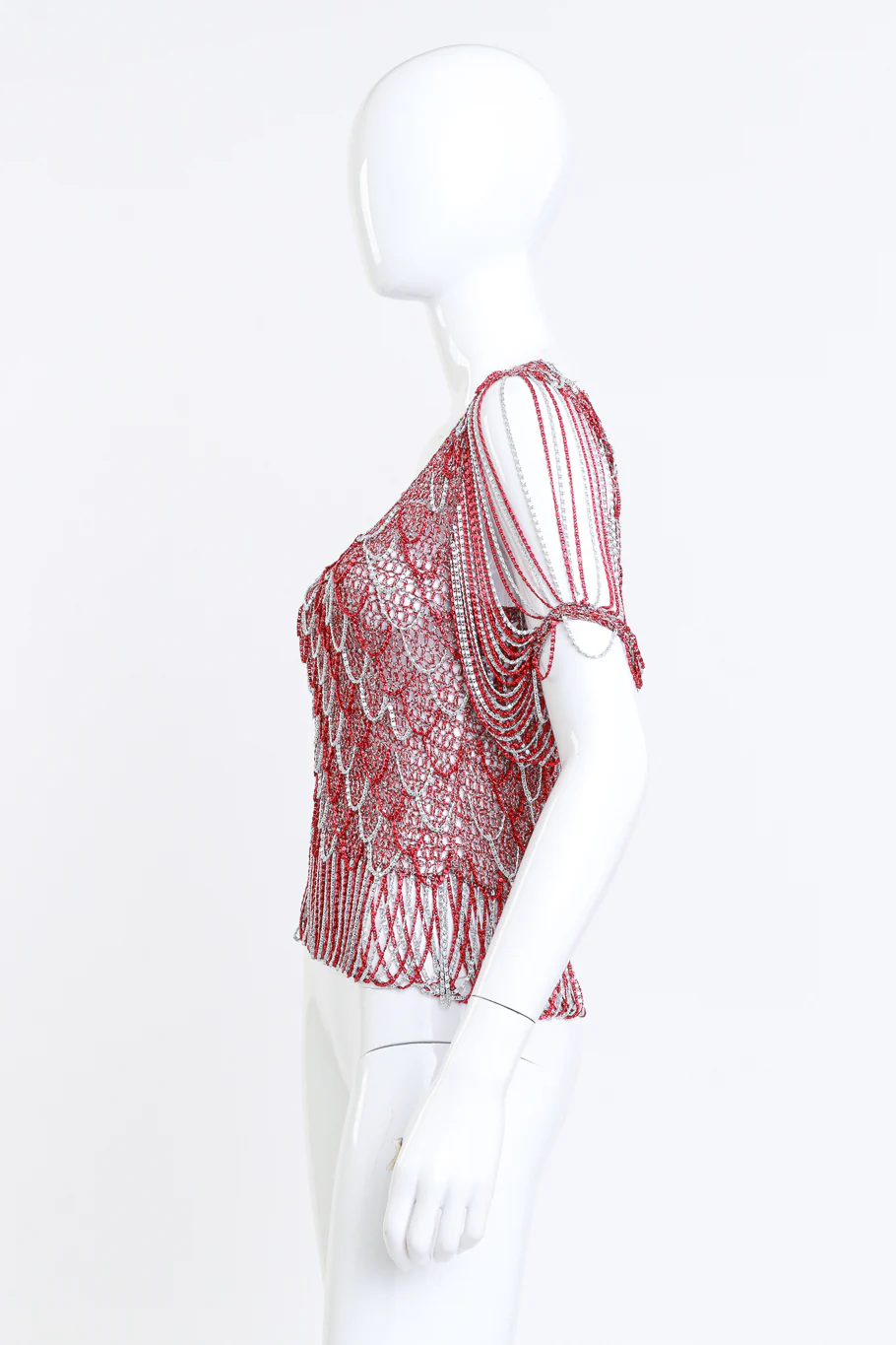 Scarlet & Silver Crochet Knit Chain Drape Top - Image 2