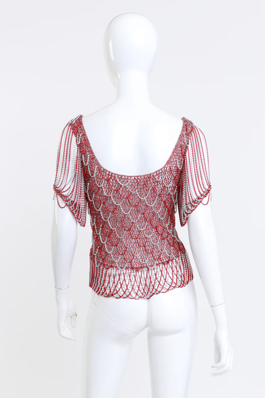 Scarlet & Silver Crochet Knit Chain Drape Top - Image 3