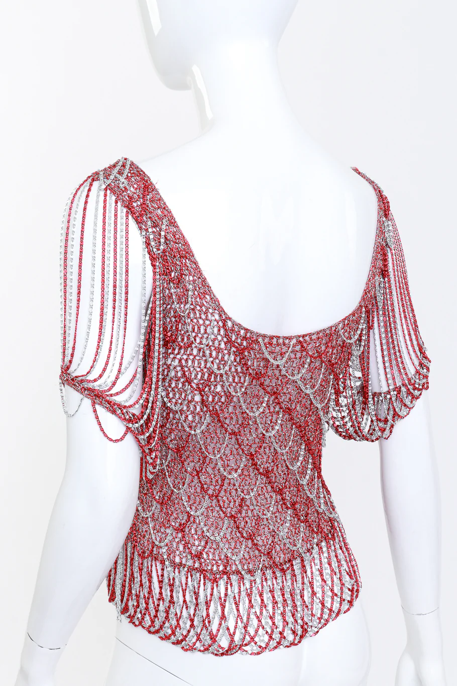 Scarlet & Silver Crochet Knit Chain Drape Top - Image 4