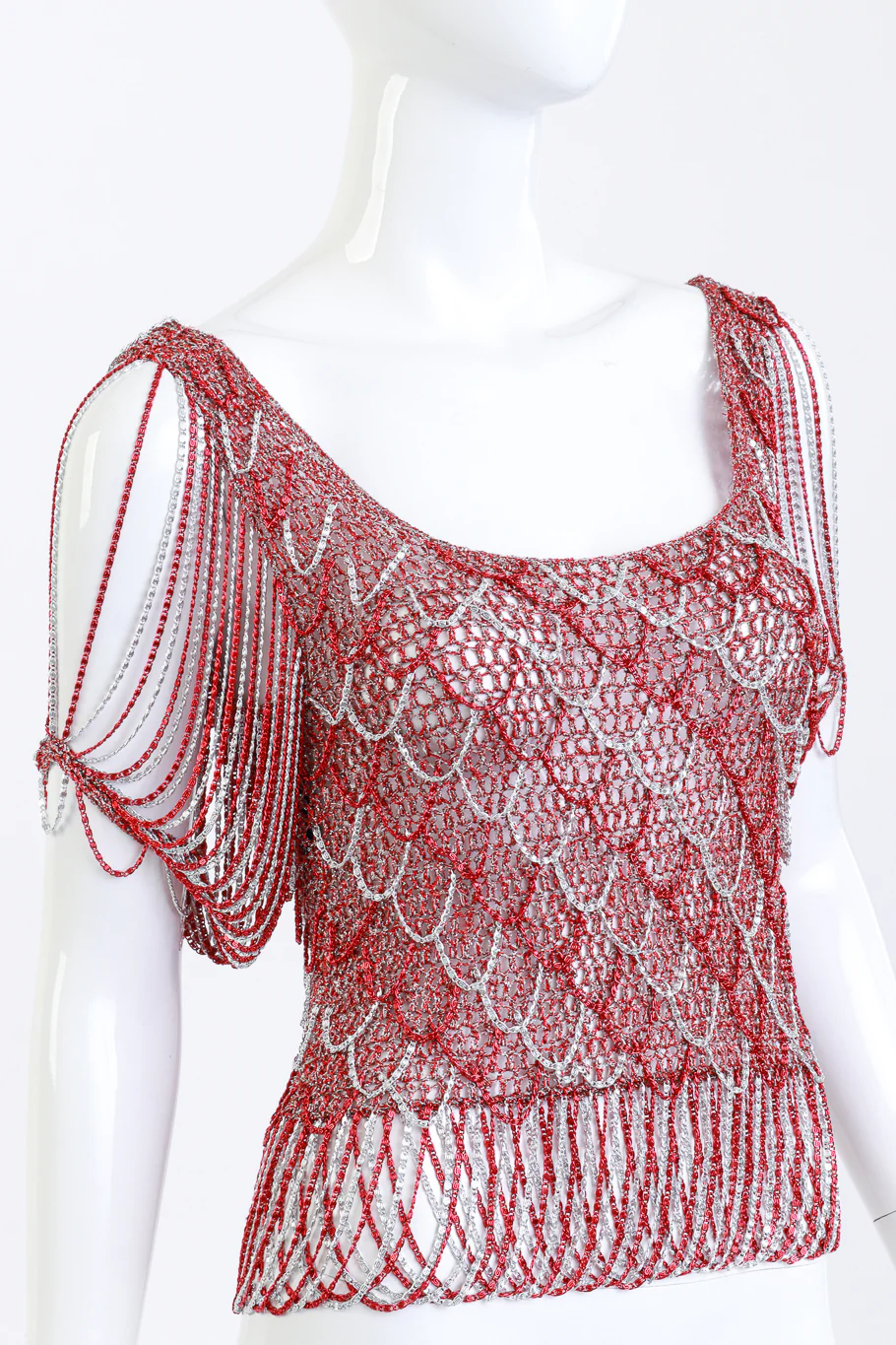 Scarlet & Silver Crochet Knit Chain Drape Top - Image 5
