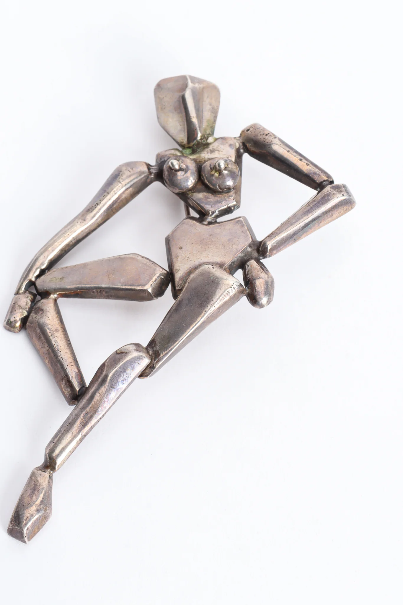 Modernist Silver Sculpted Female Brooch - Image 2