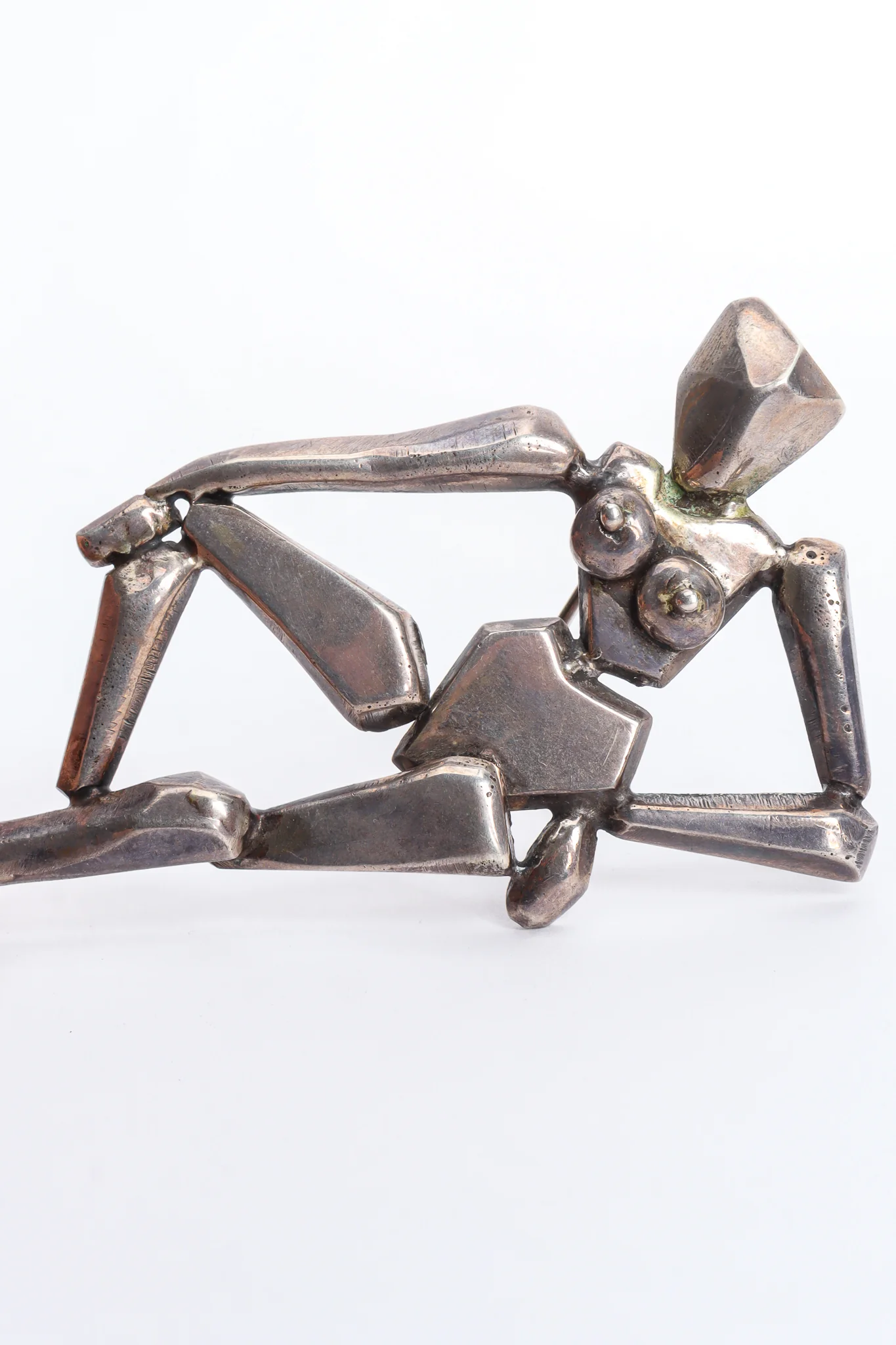 Modernist Silver Sculpted Female Brooch - Image 3