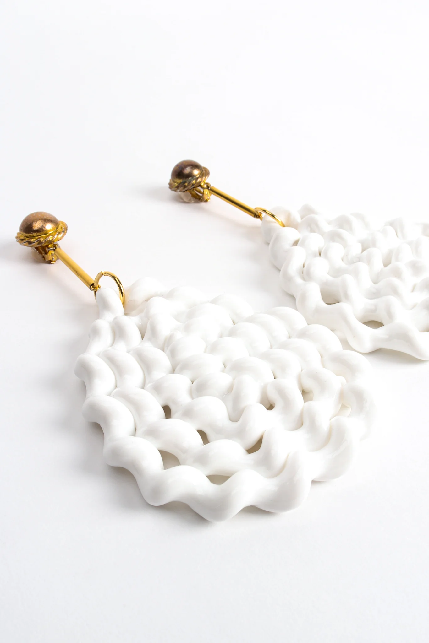 Sculpted Spiral Twist Pendant Earrings - Image 5