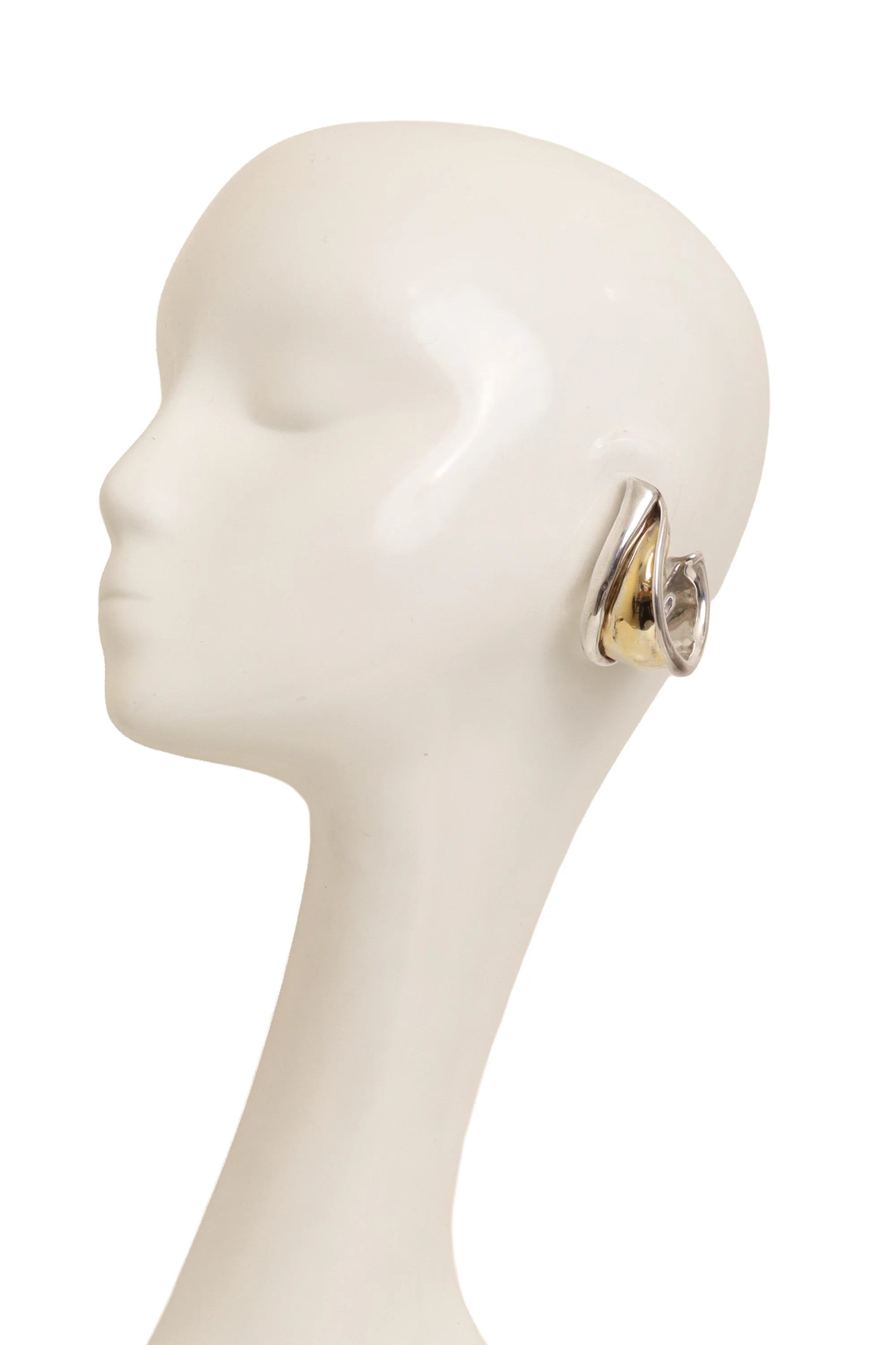 Sculpted Sterling & Gold Plated Hoop Earrings - Image 2