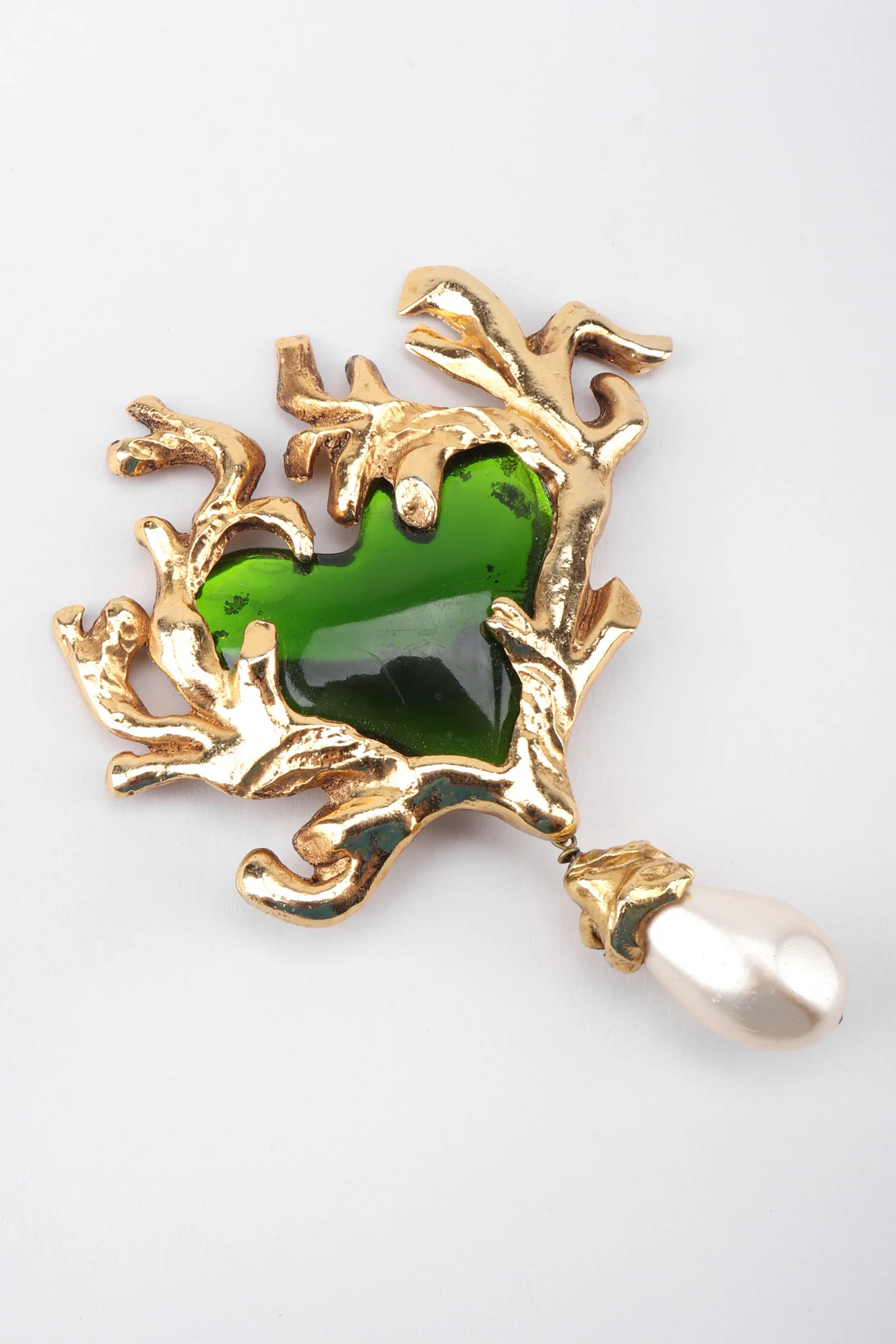 Sea Glass Heart Brooch