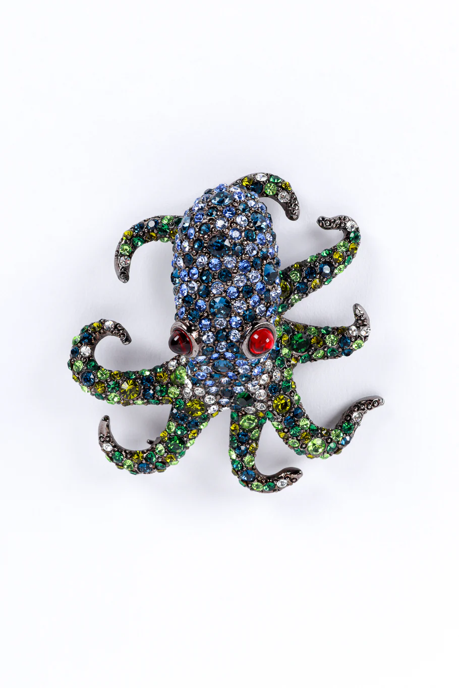 Seafoam Rhinestone Octopus Brooch
