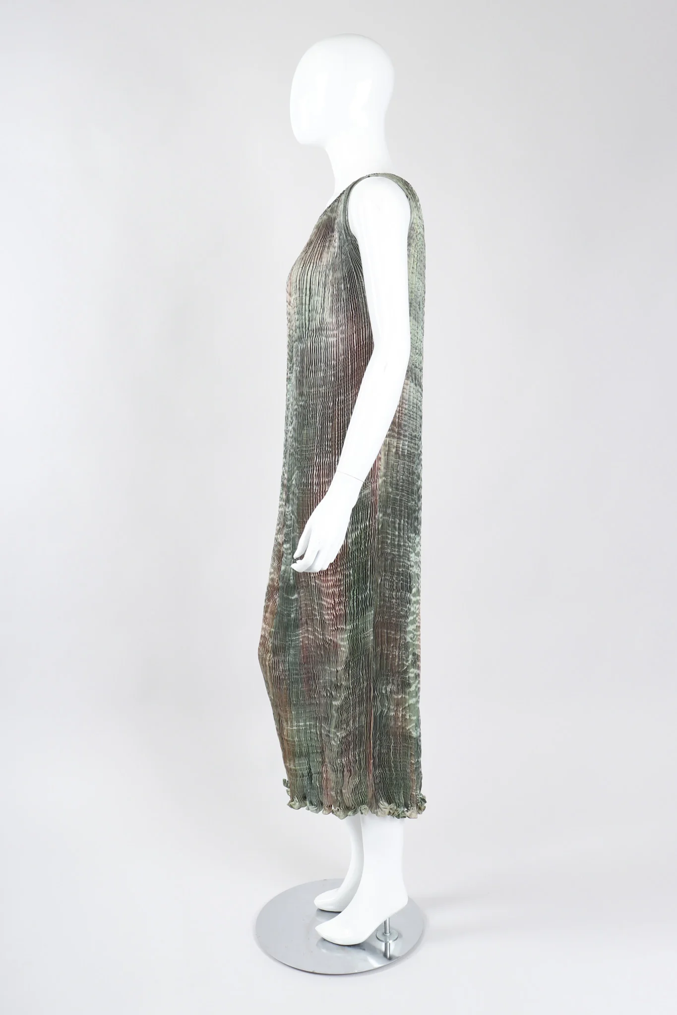 Seagrass Pleated Silk Dress - Image 5