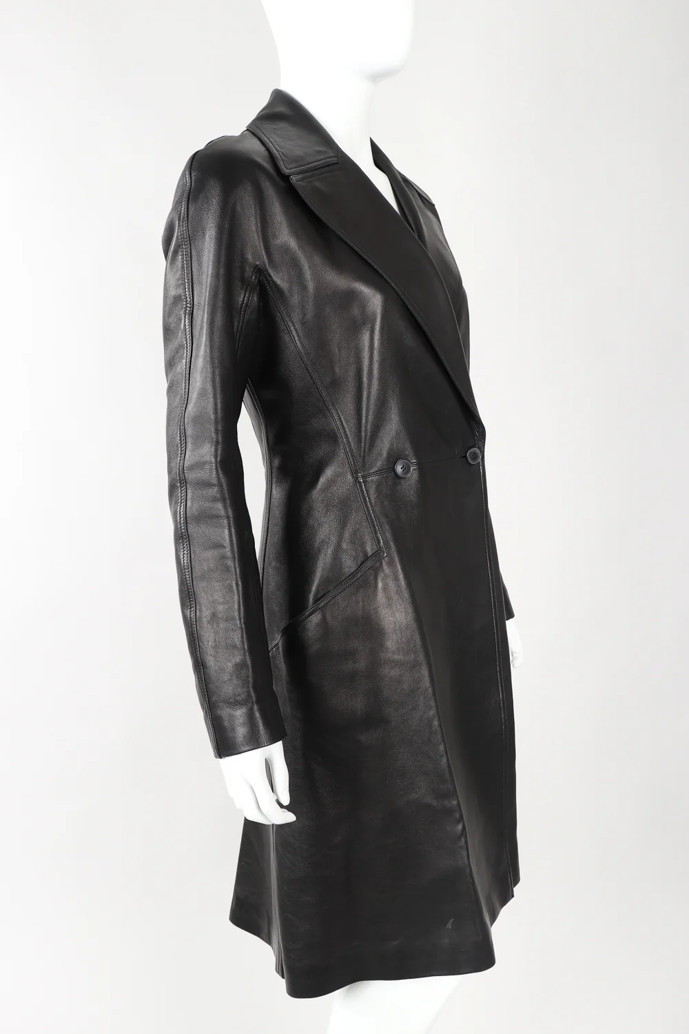 Seamed Leather Trench Coat