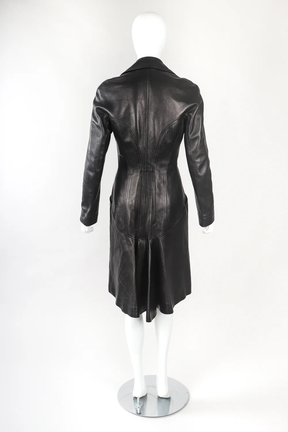Seamed Leather Trench Coat - Image 5