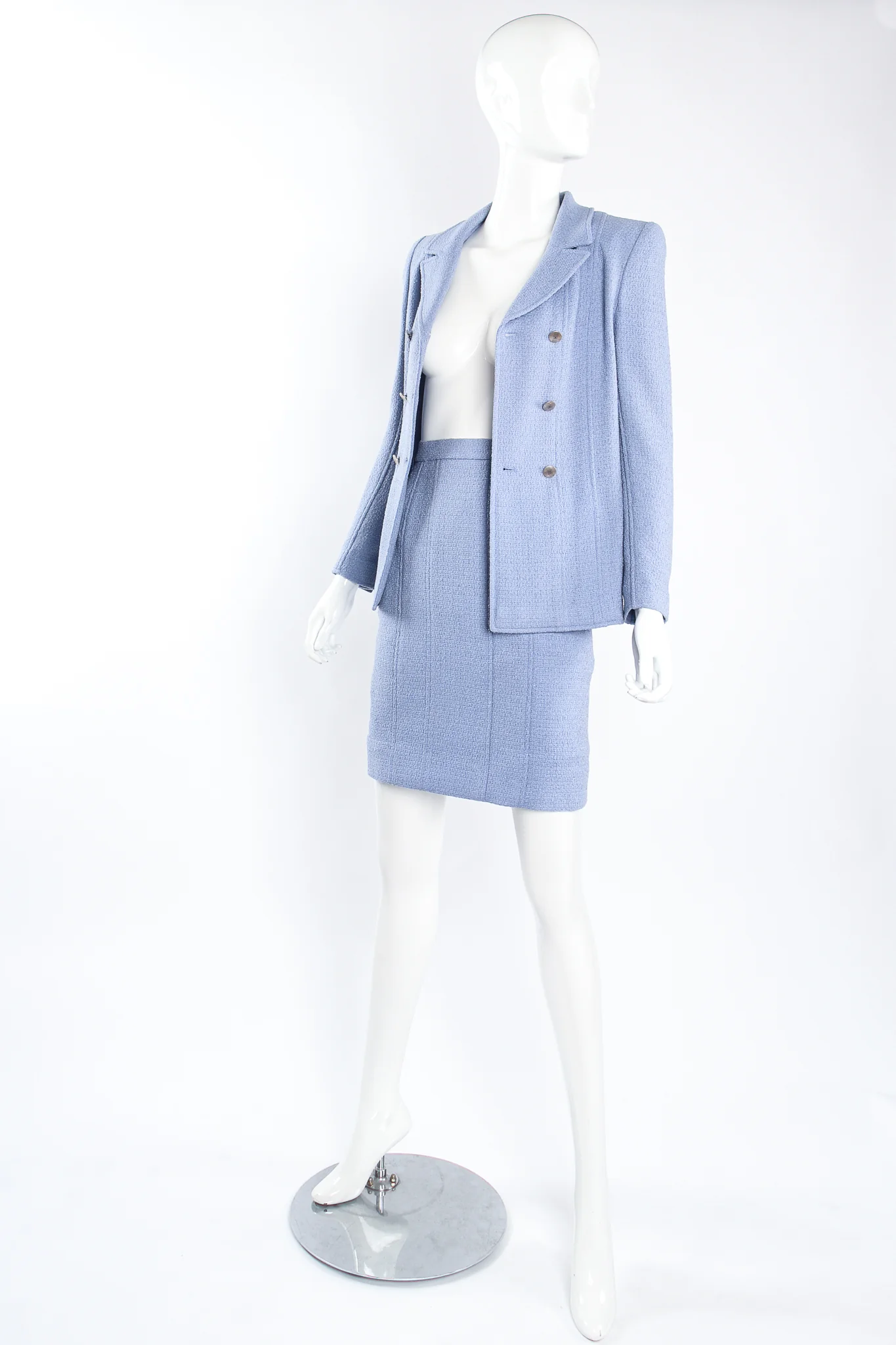 1998 S/S Seamed Tweed Jacket & Skirt Set - Image 4