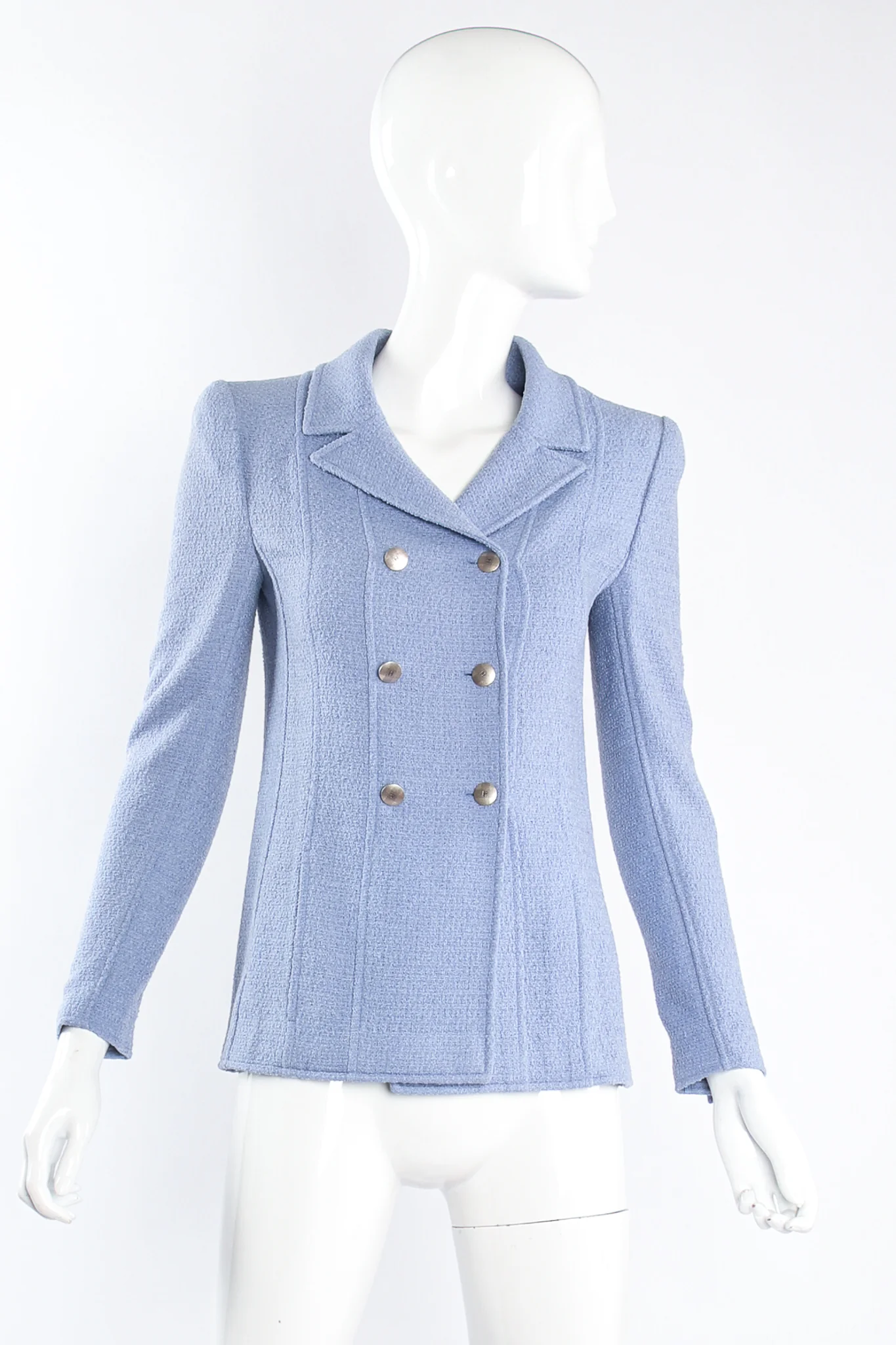 1998 S/S Seamed Tweed Jacket & Skirt Set - Image 5